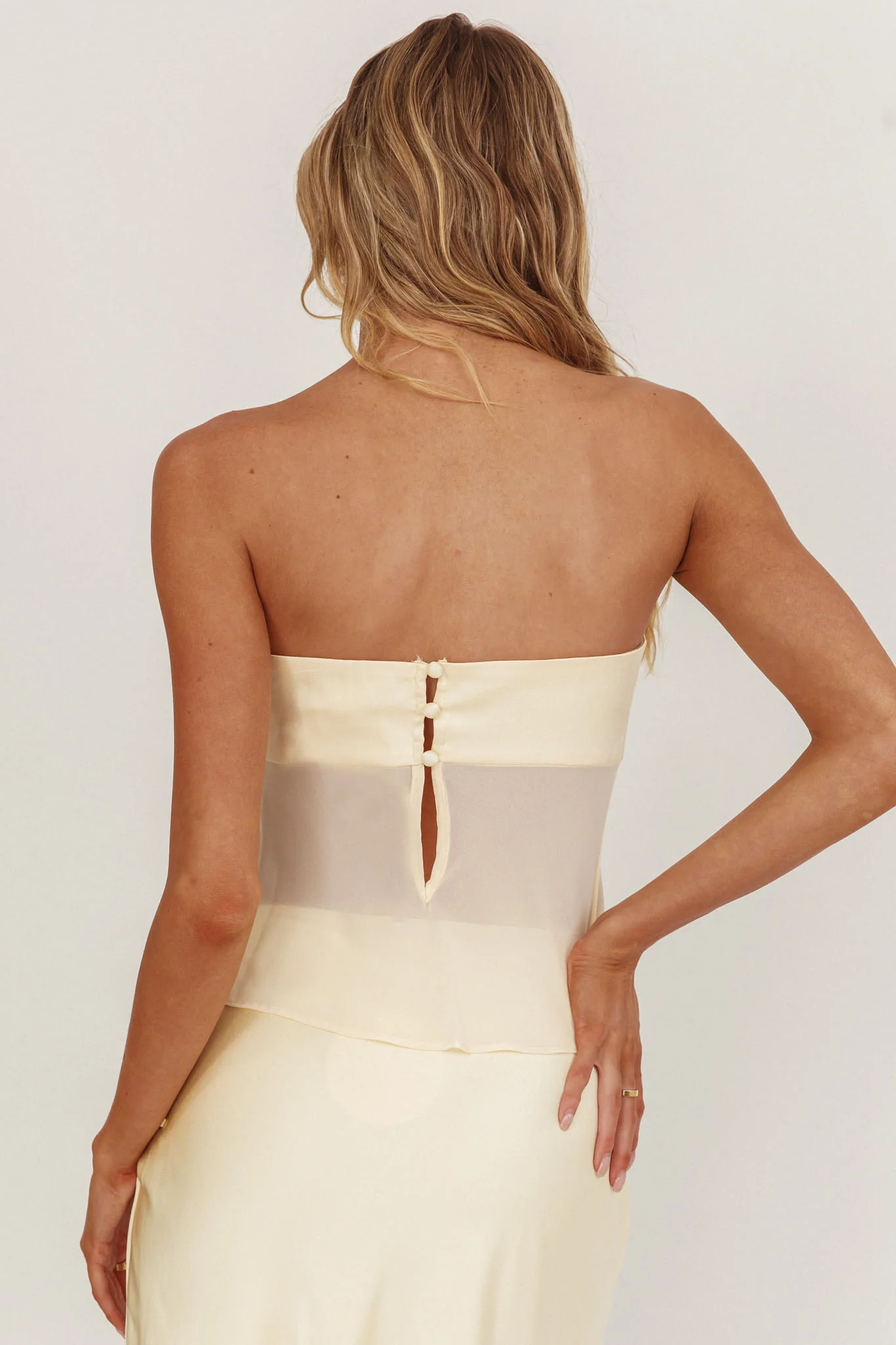 Jerica Strapless Sheer Waist Top Butter - Ruaus