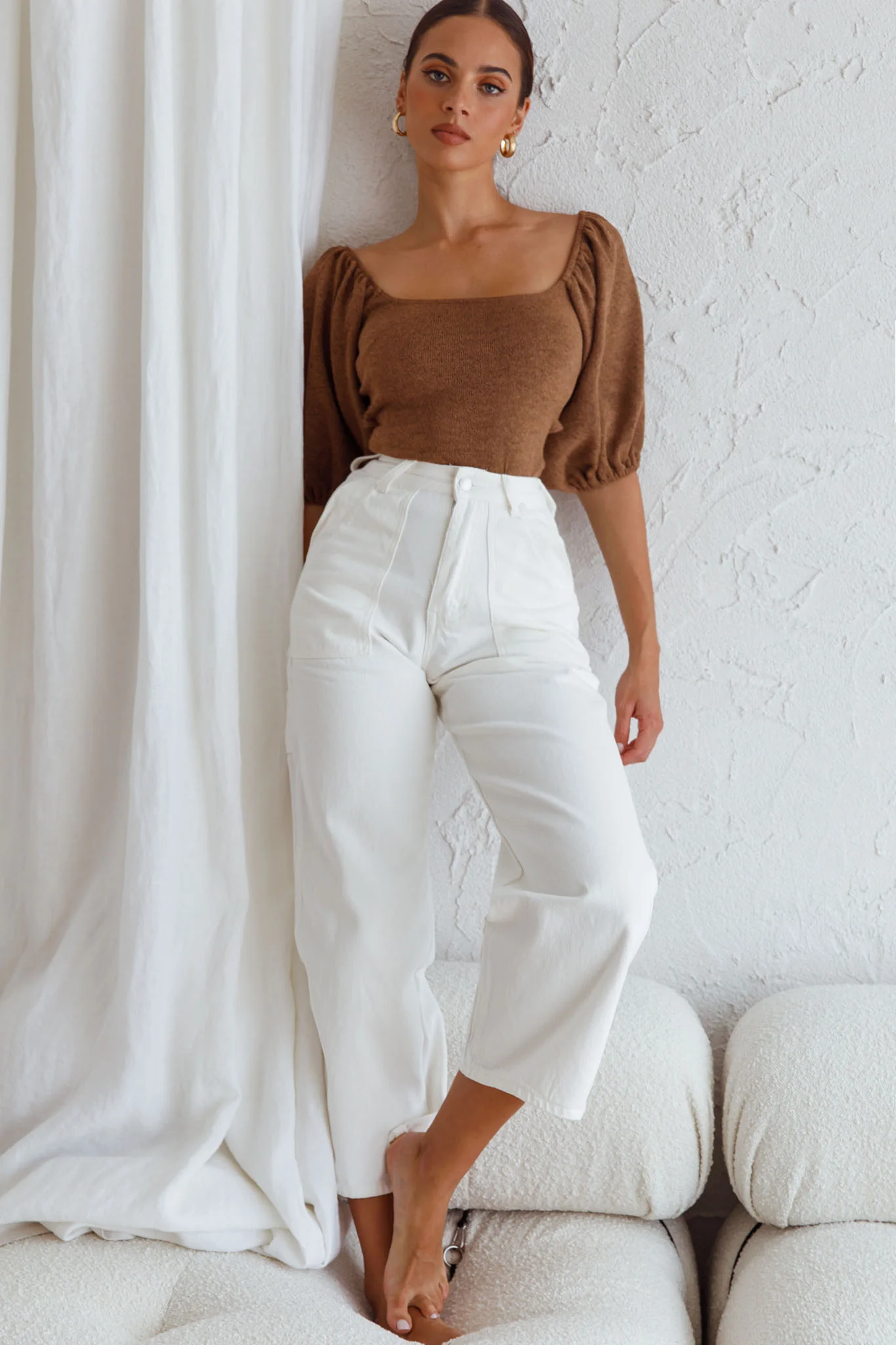 Maddi Tied Back Bodysuit Mocha - Ruaus