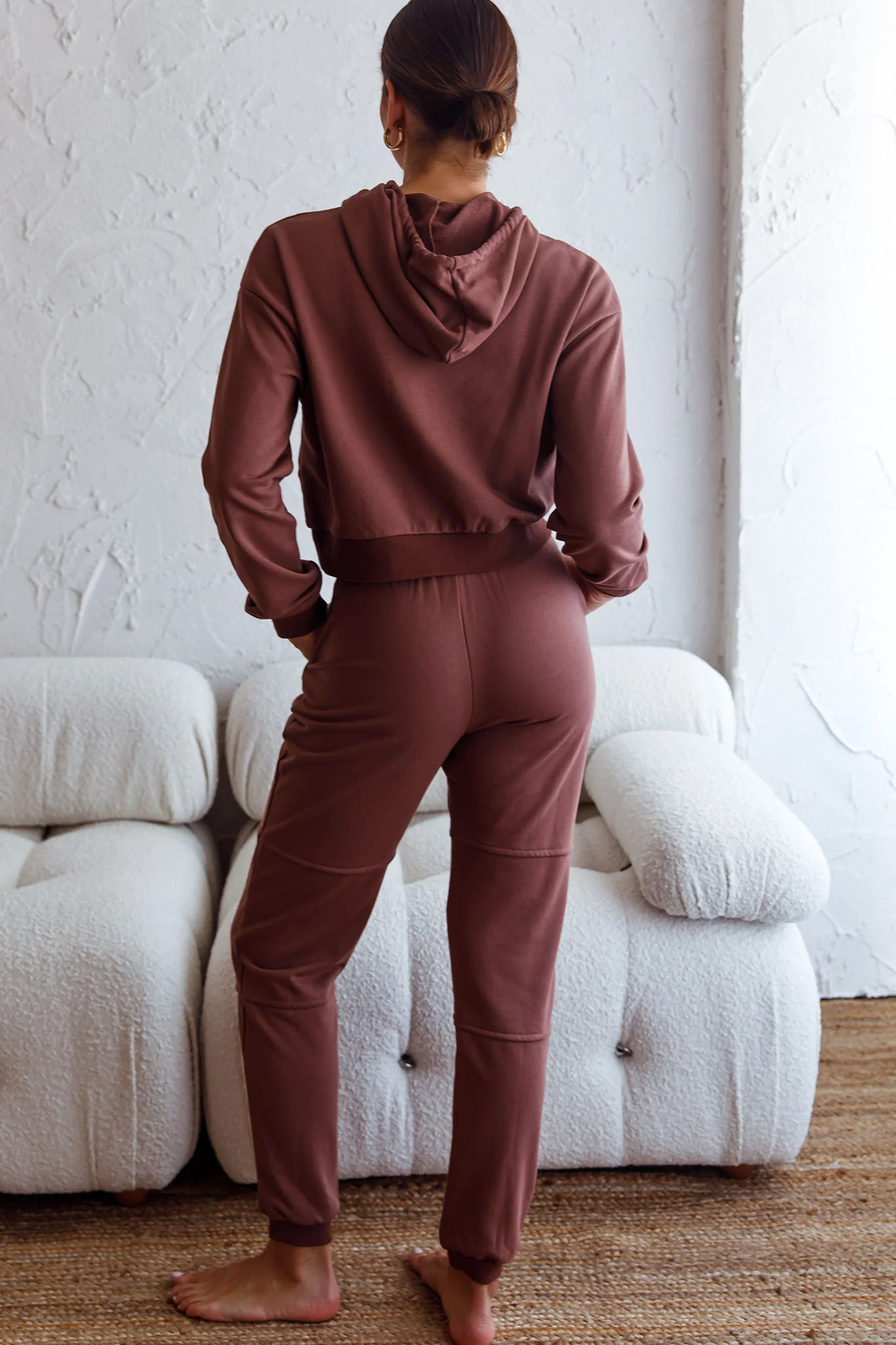 Glow Getter Elasticated Waist Embroidery Logo Jogger Pants Chocolate - Ruaus