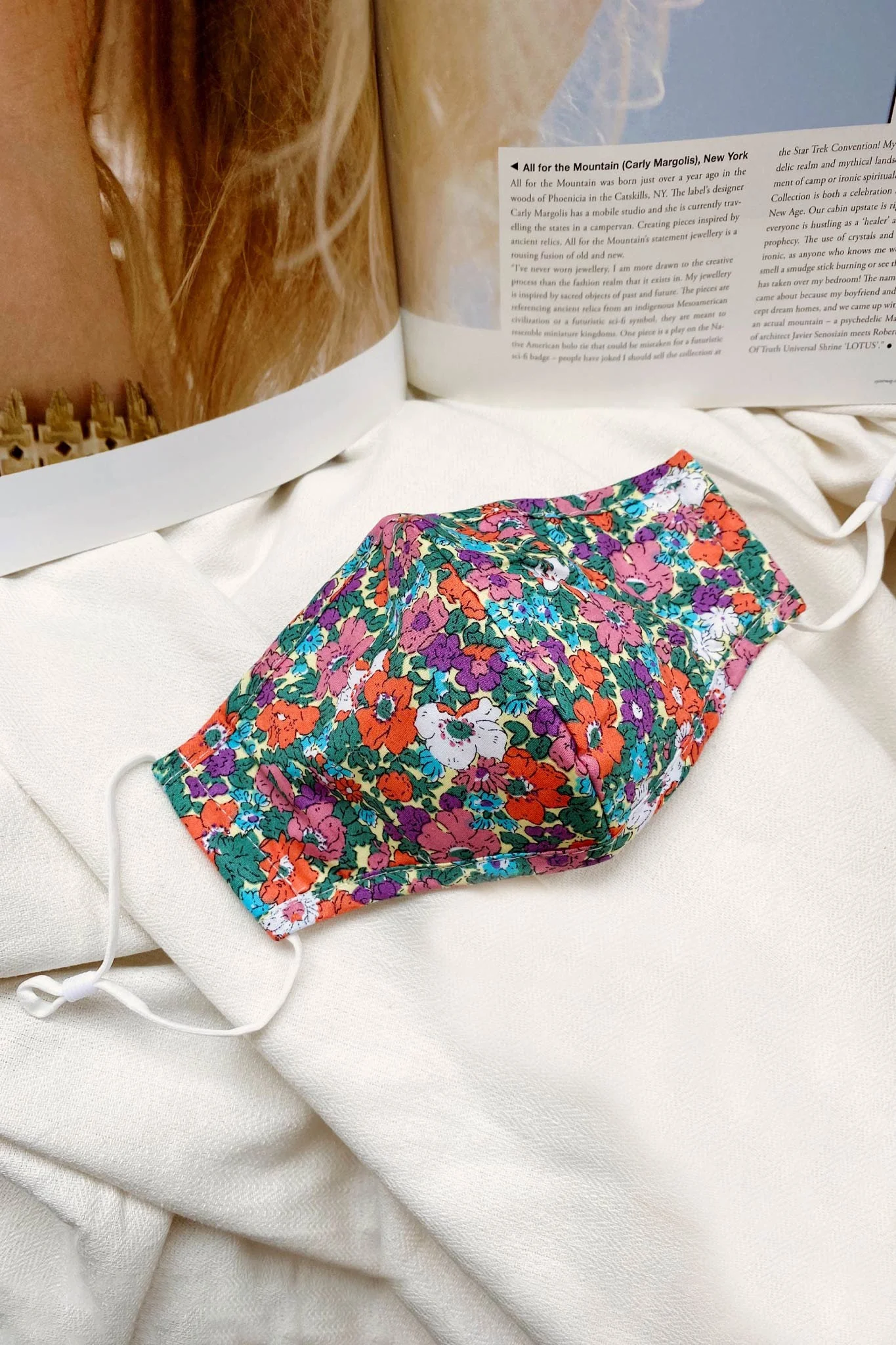 Wildflower Mask Floral Print Orange - Ruaus