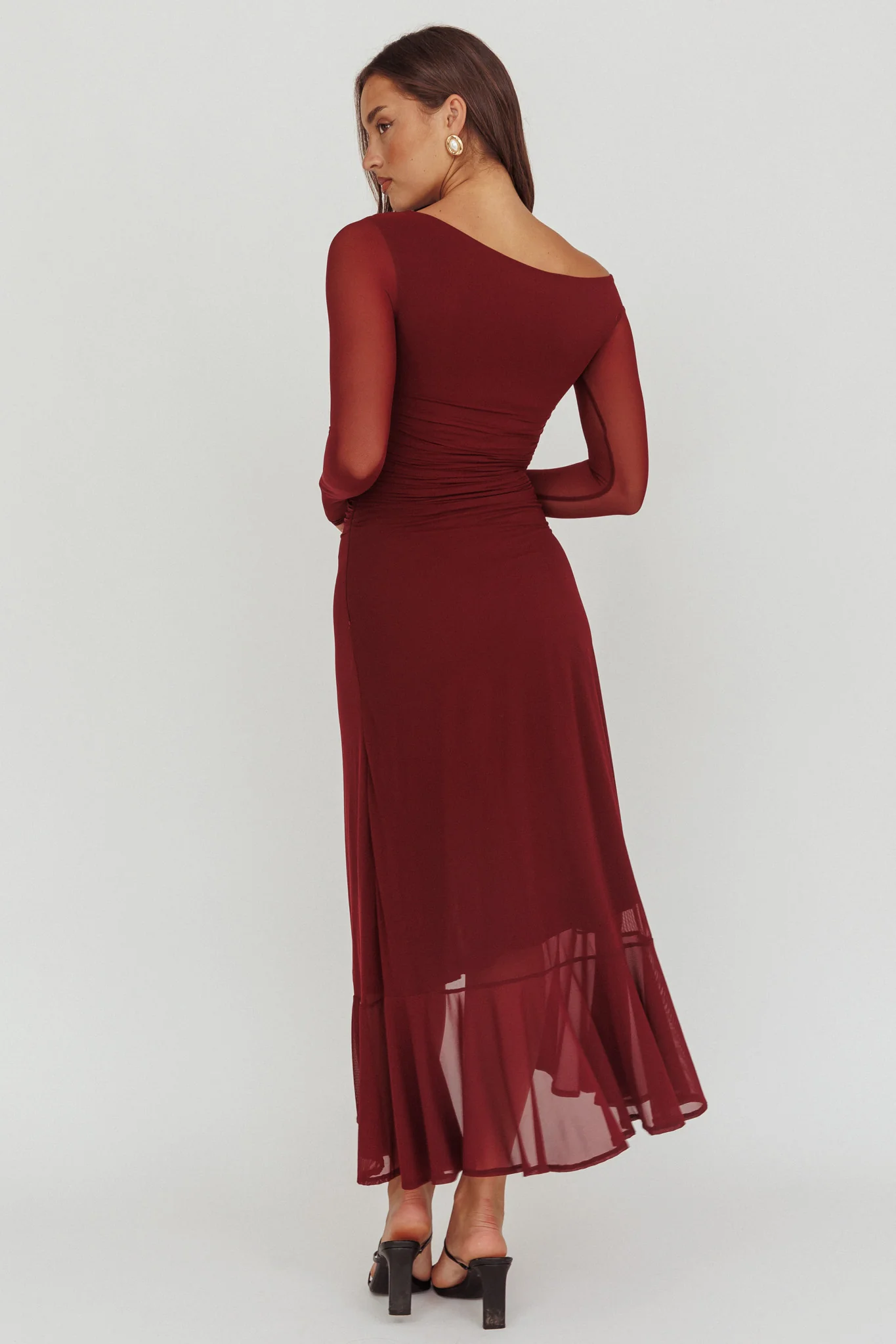 Moonlit Magic Long Sleeve Maxi Dress Wine - Ruaus