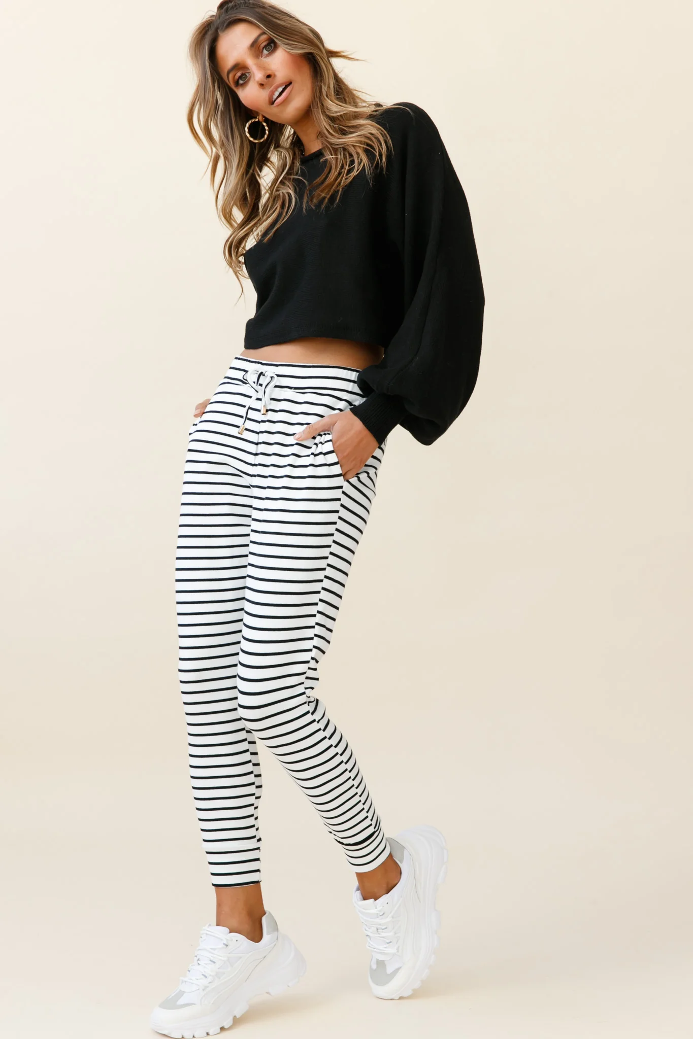 Jameson Pocket Jogger Pants Striped Black - Ruaus