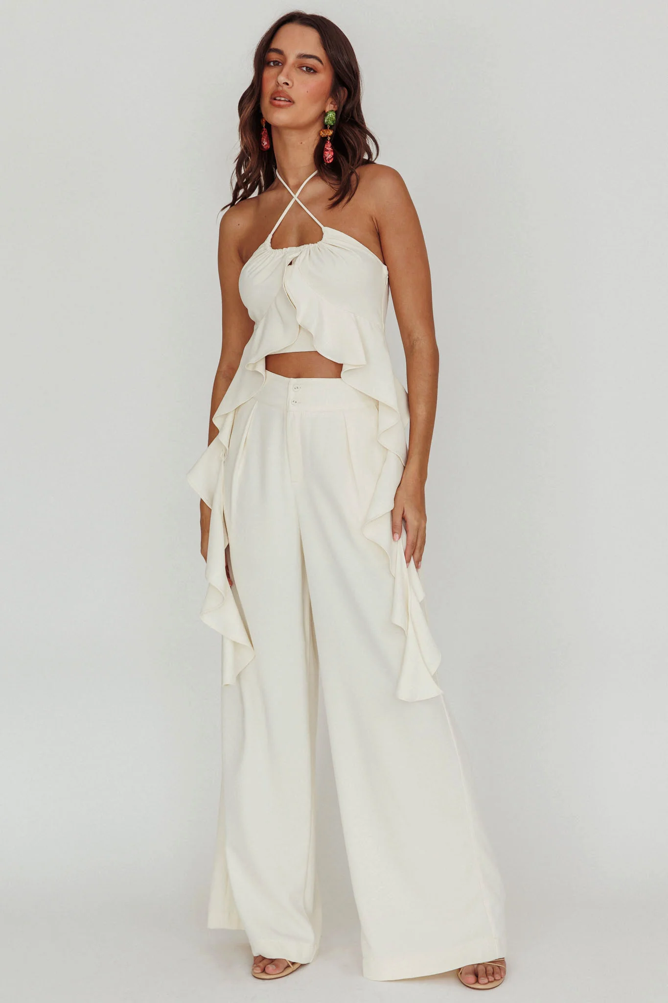 Songbird Wide Leg Pants Bone - Ruaus