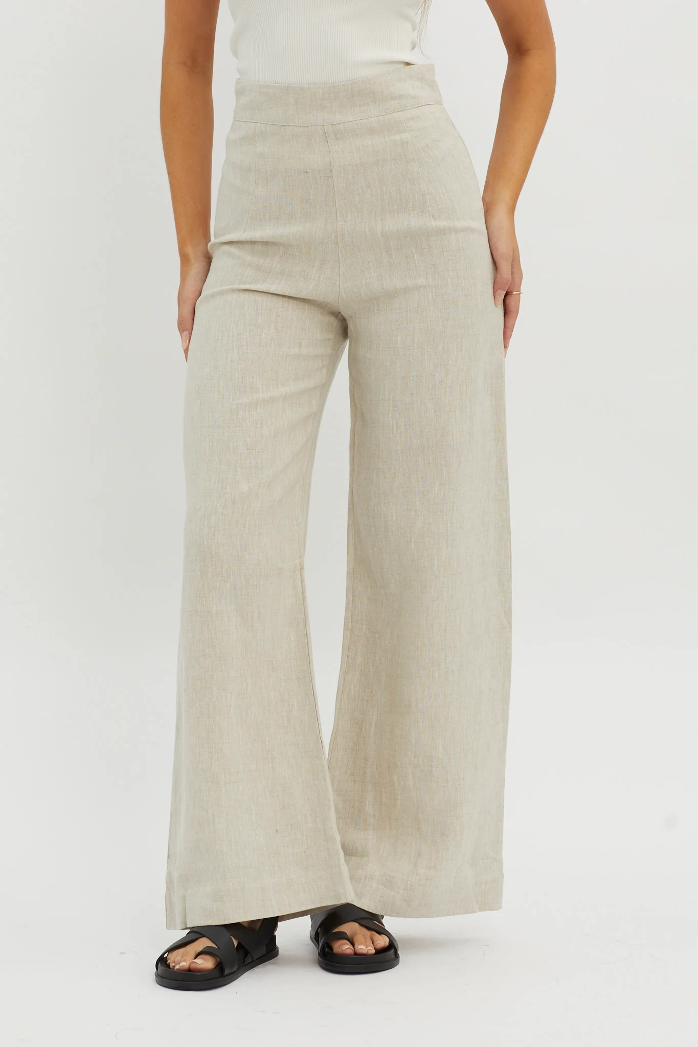 Wanda Wide Leg Pants Oat - Ruaus