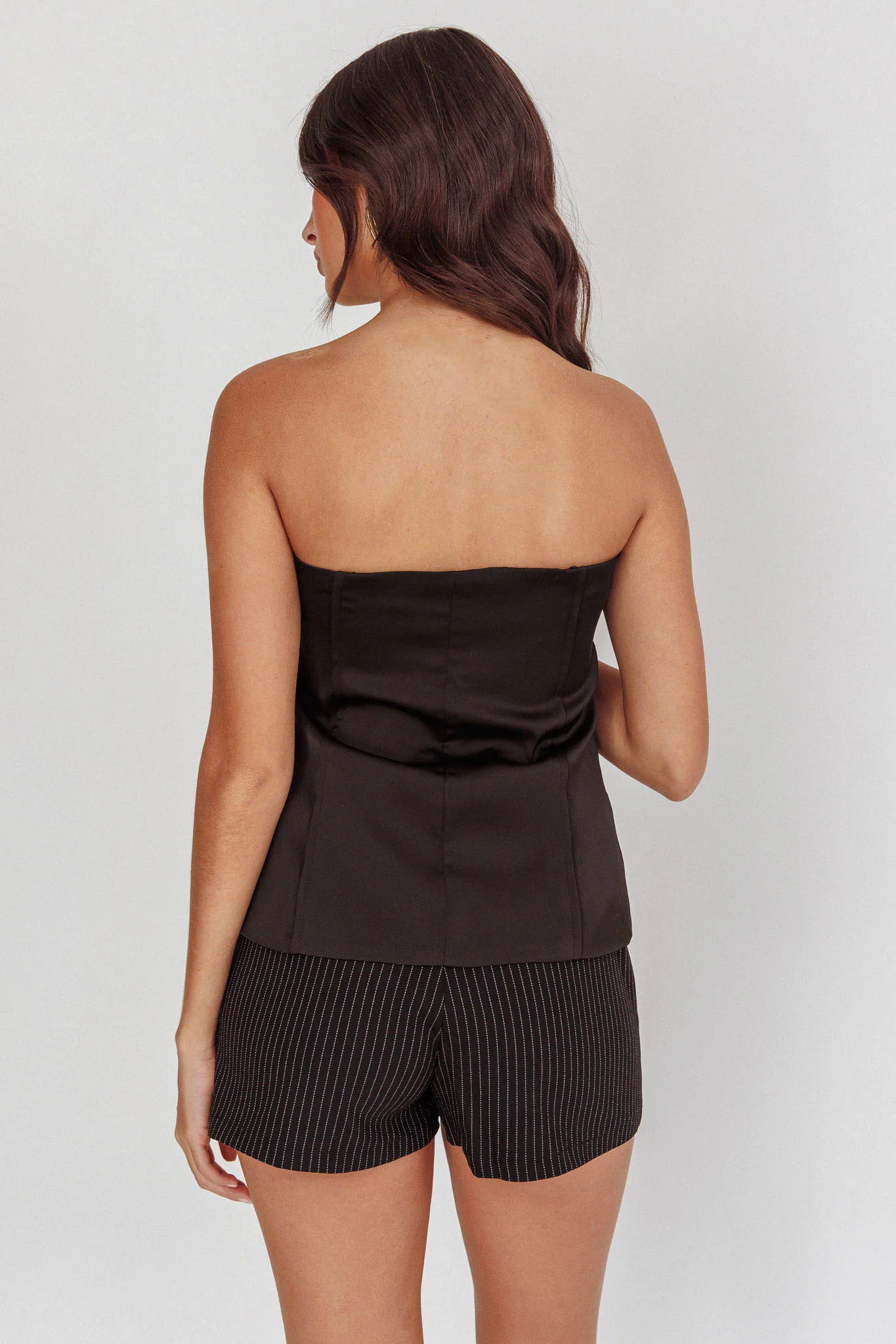 Danni Strapless Gold Button Top Black - Ruaus
