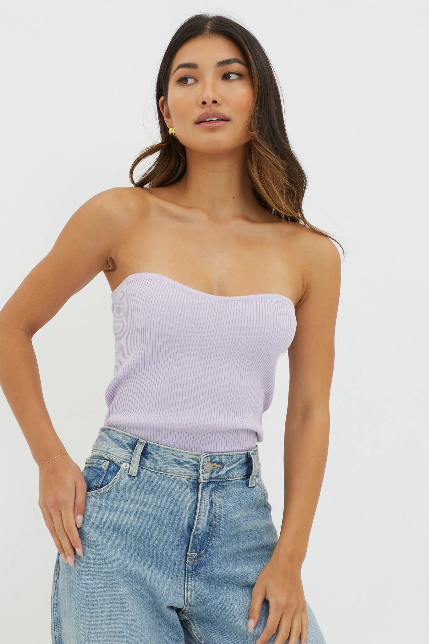 Flora Strapless Knit Top Lilac - Ruaus