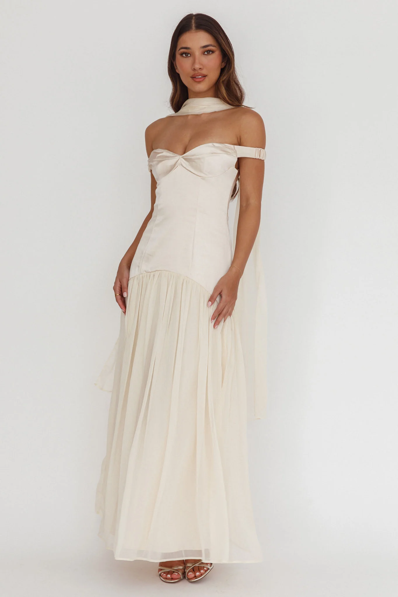 Kaycee Drop Waist Maxi Dress Champagne - Ruaus