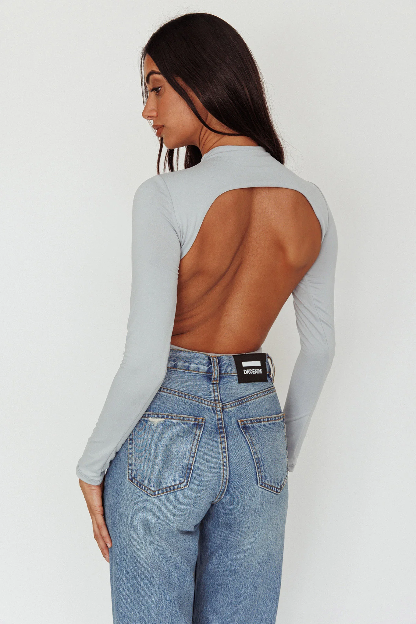 Remy Open Back Bodysuit Silver - Ruaus