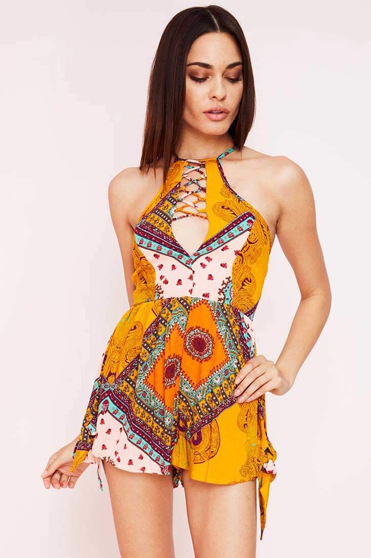 Milou Havana Romper Orange Print - Ruaus