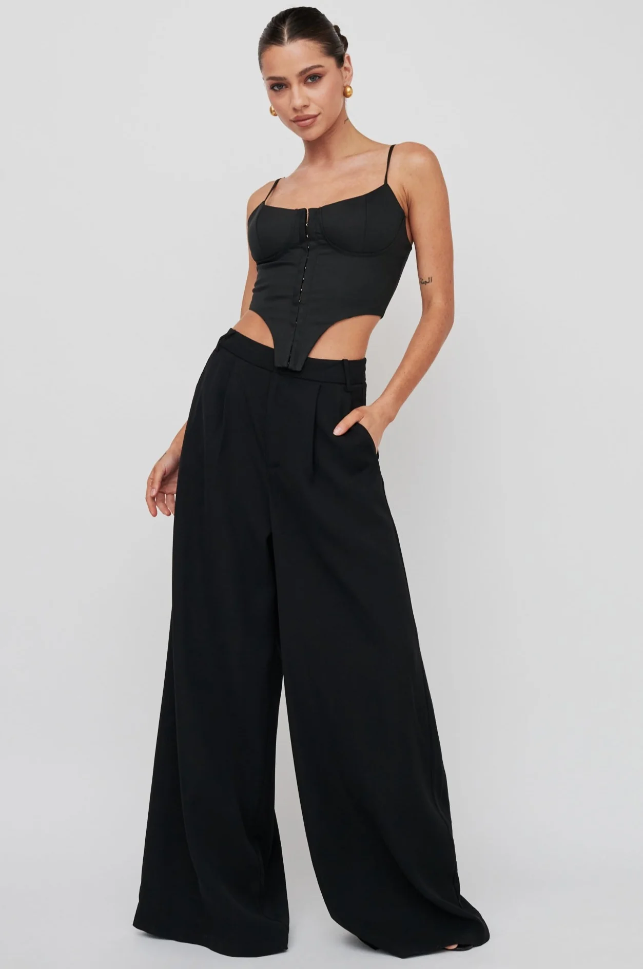 Dante Wide-Leg Pants Black - Ruaus