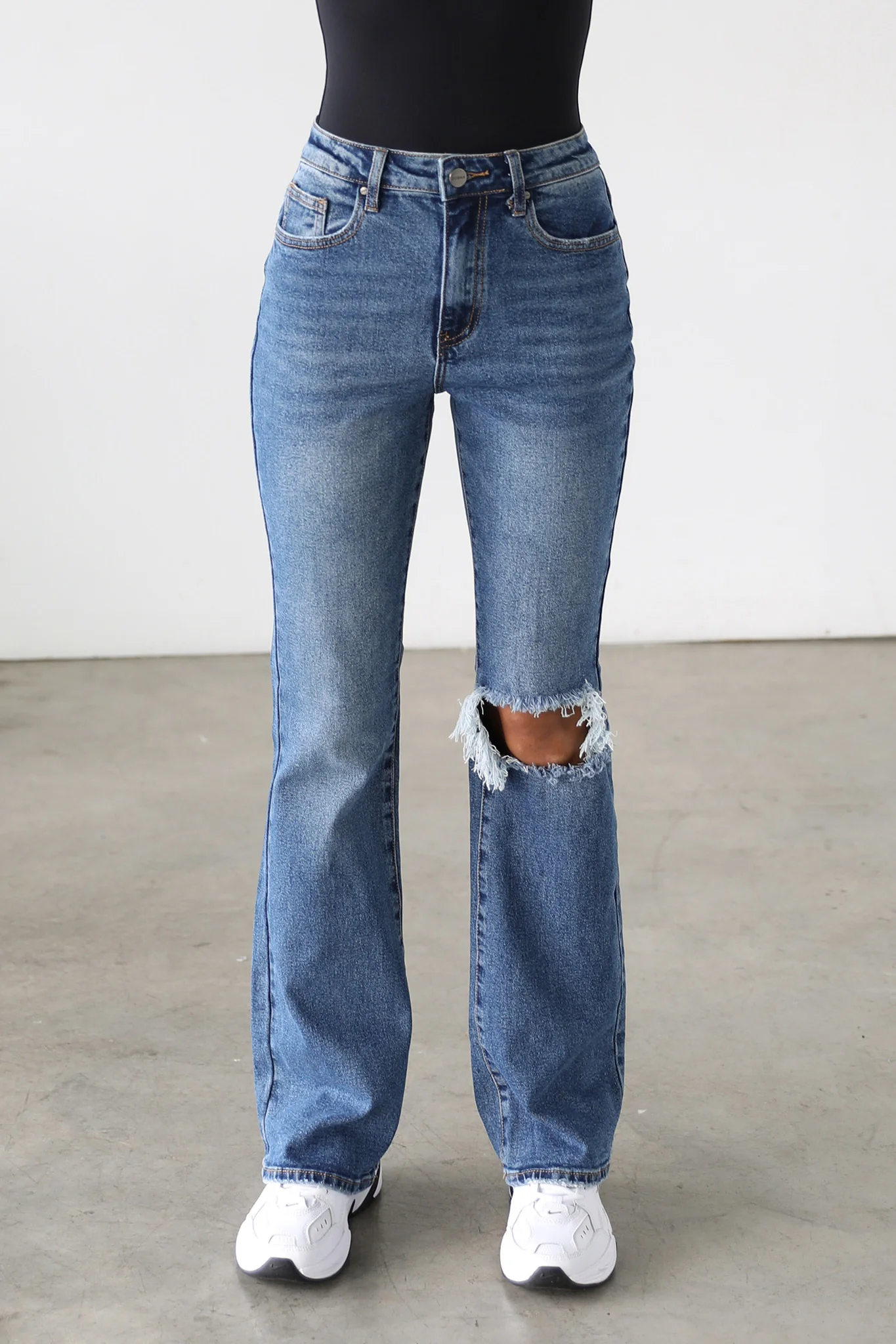 DOGMA High Rise Flare Leg Denim Jeans Dark Wash - Ruaus