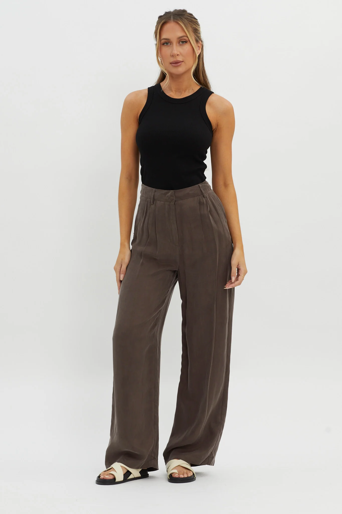 Dodie Straight Leg Trouser Pants Warm Grey - Ruaus