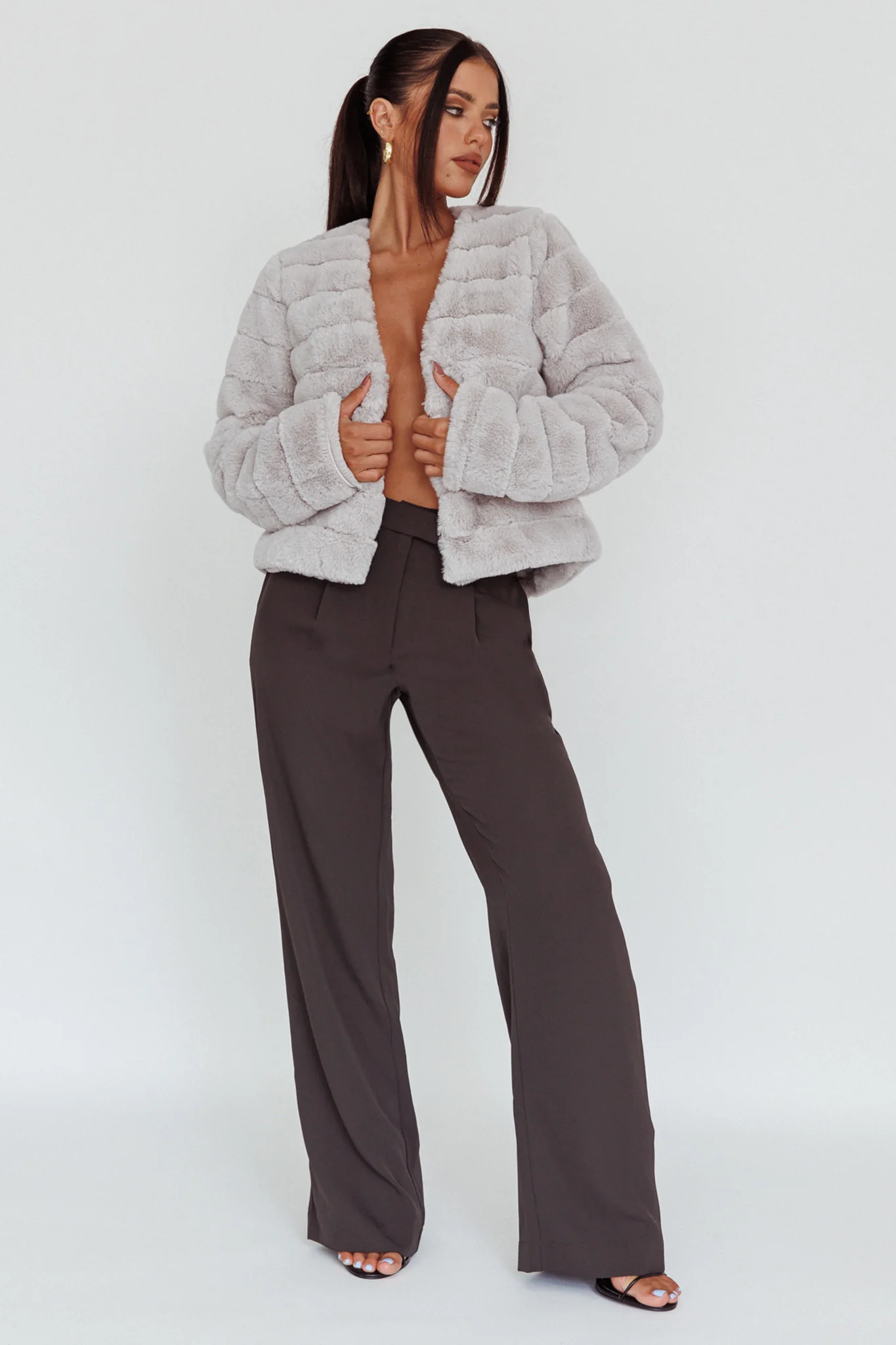 Back To Basics High Waist Pants Charcoal - Ruaus