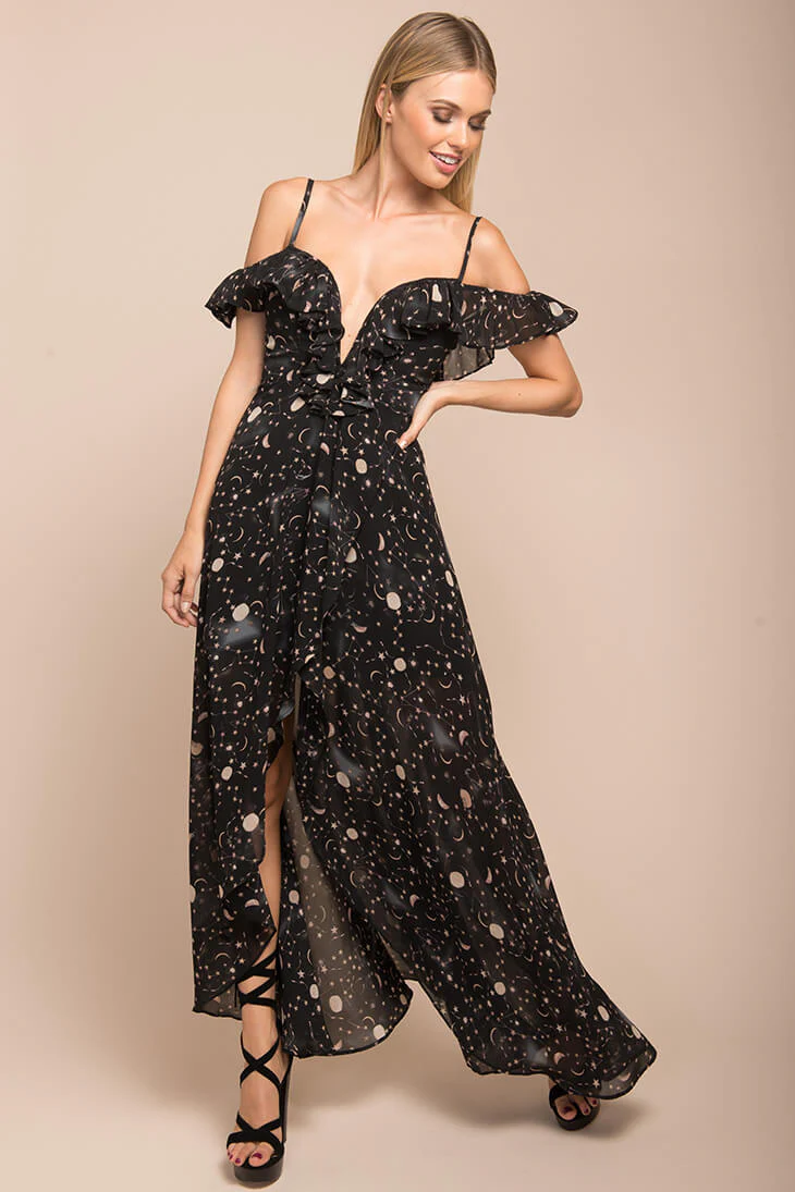 Celeste Star Print Maxi Dress - Ruaus