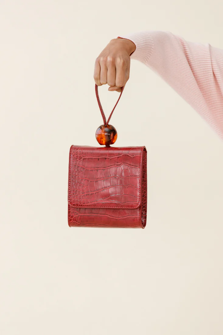 Audrey Wrist Strap Bead Purse Wine - Ruaus