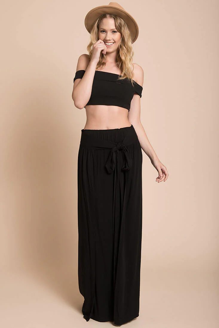 Evalyn High Slit Skirt Black - Ruaus