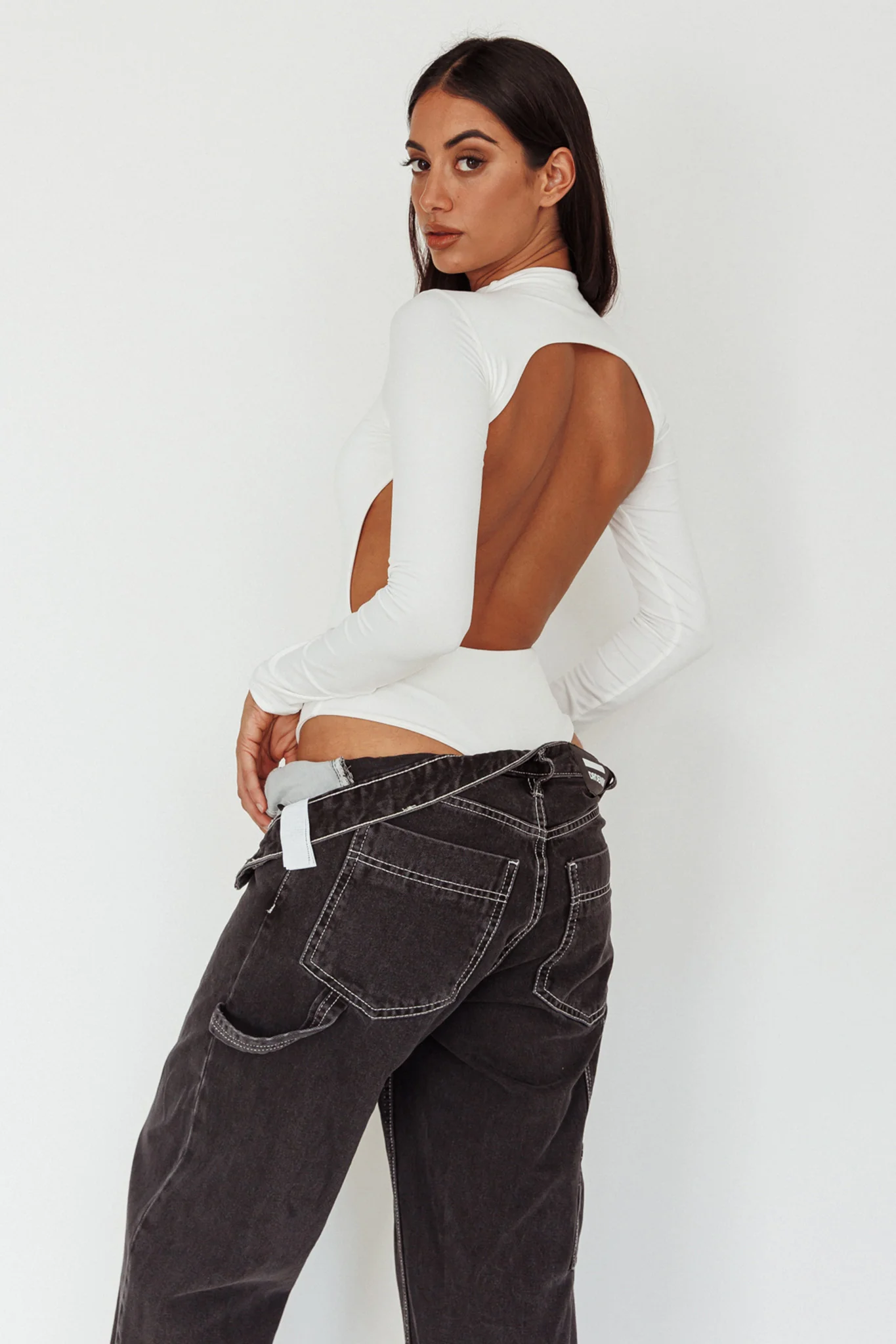 Remy Open Back Bodysuit Off White - Ruaus