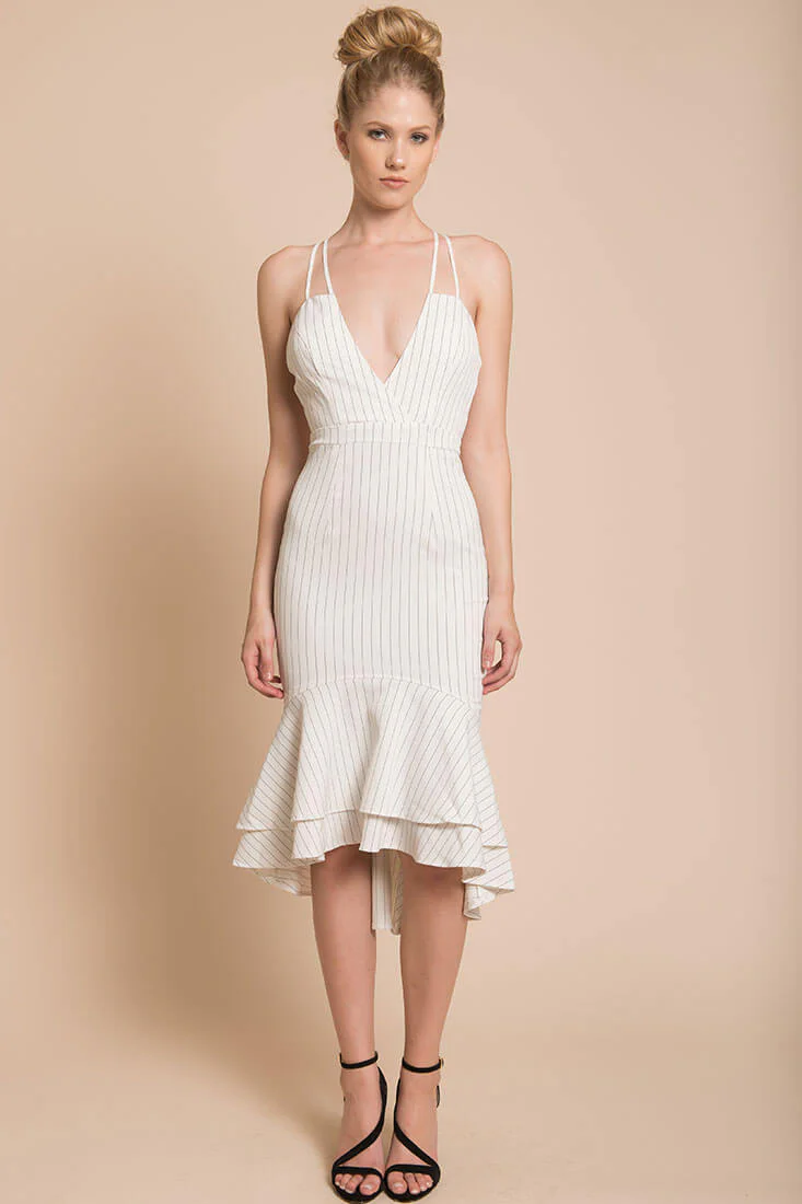 Avery Thin Strap Wedding Guest Dress White - Ruaus