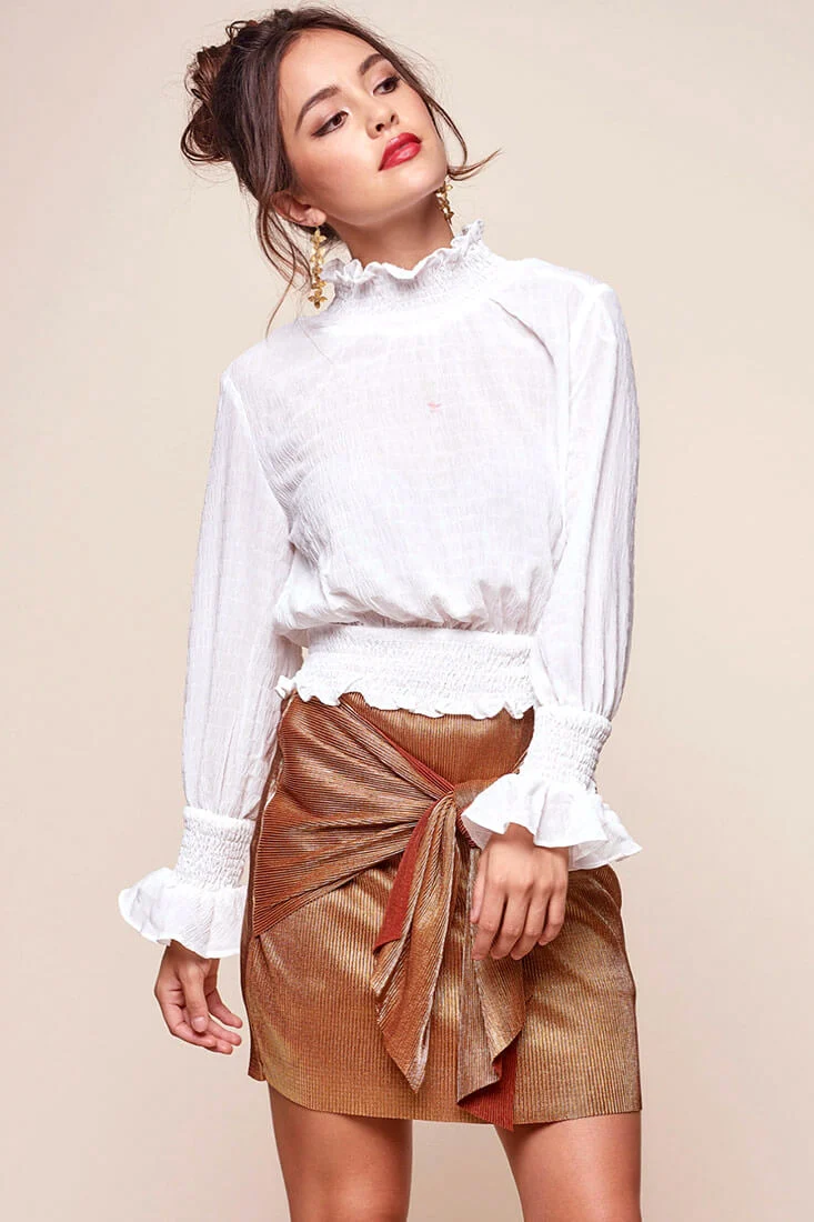 Nicole Cropped Puffy Top White - Ruaus