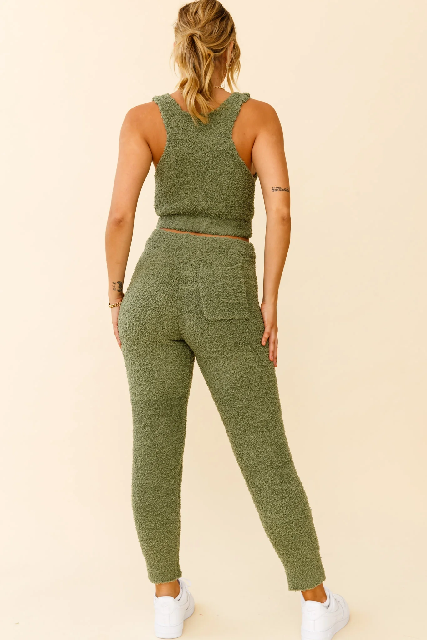 My Girl Fuzzy Knit Jogger Pants Sage - Ruaus