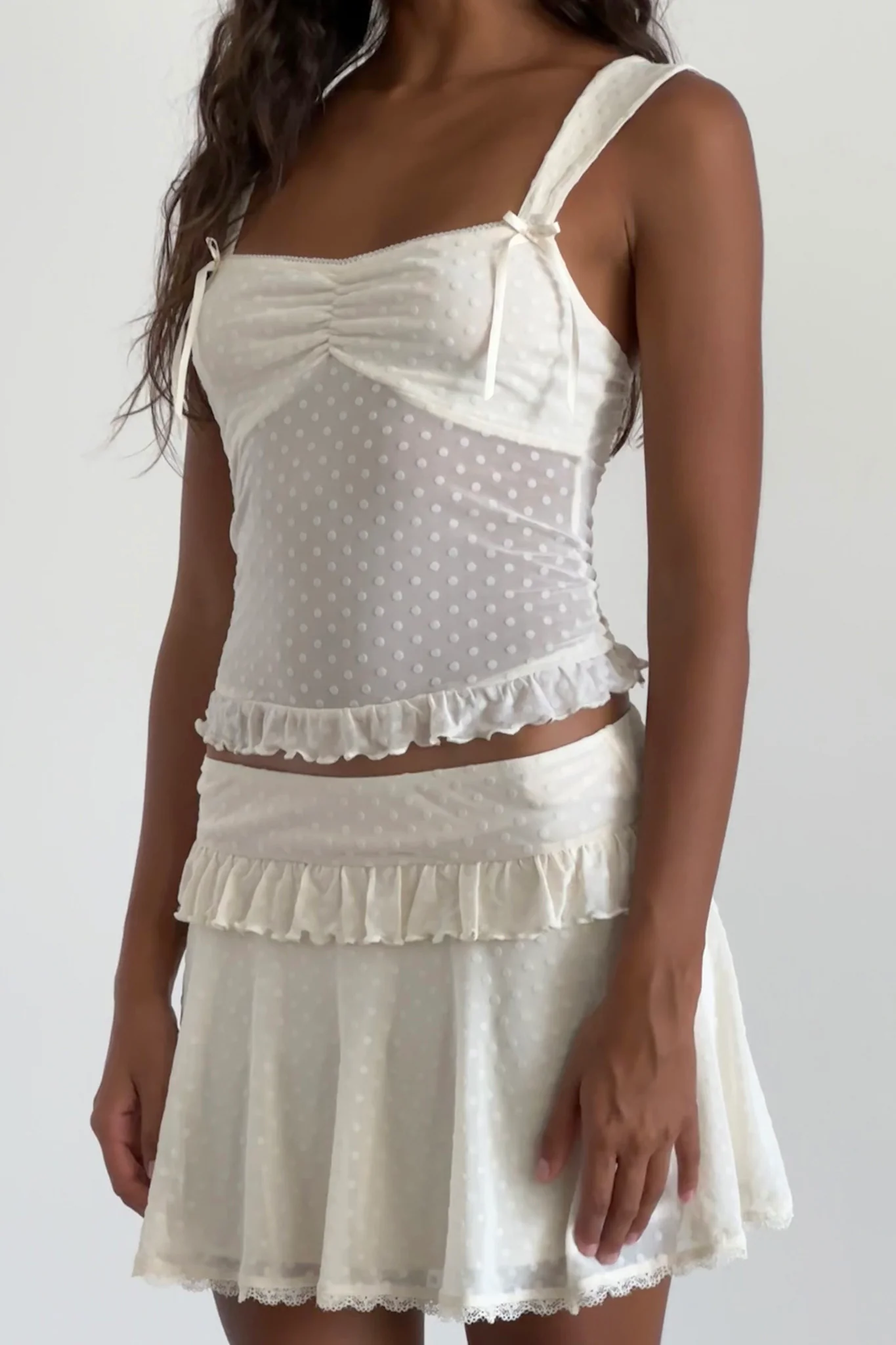 Bartila Top In Ivory Polka Flock - Ruaus