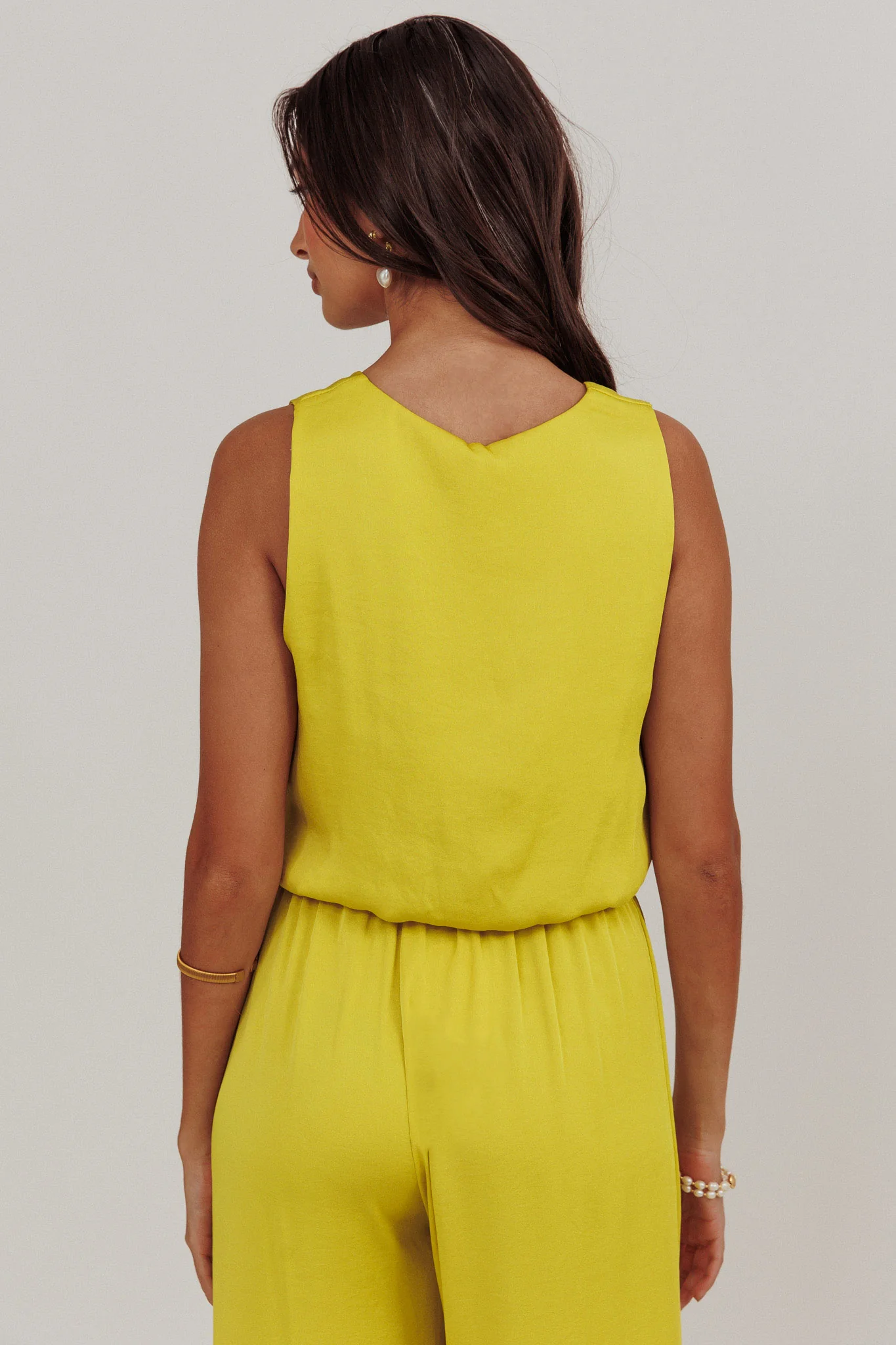 Mariposa Sleeveless Bubble Hem Top Chartreuse - Ruaus