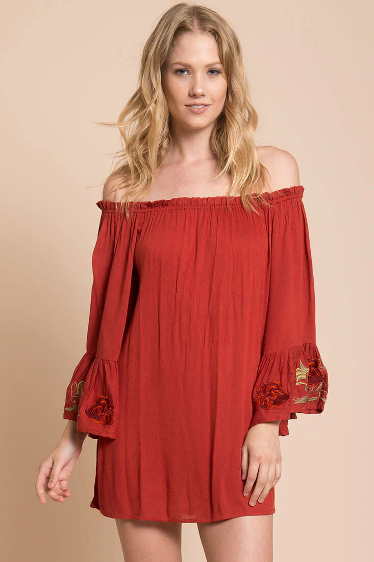 Aubree Loose Dress Rust - Ruaus