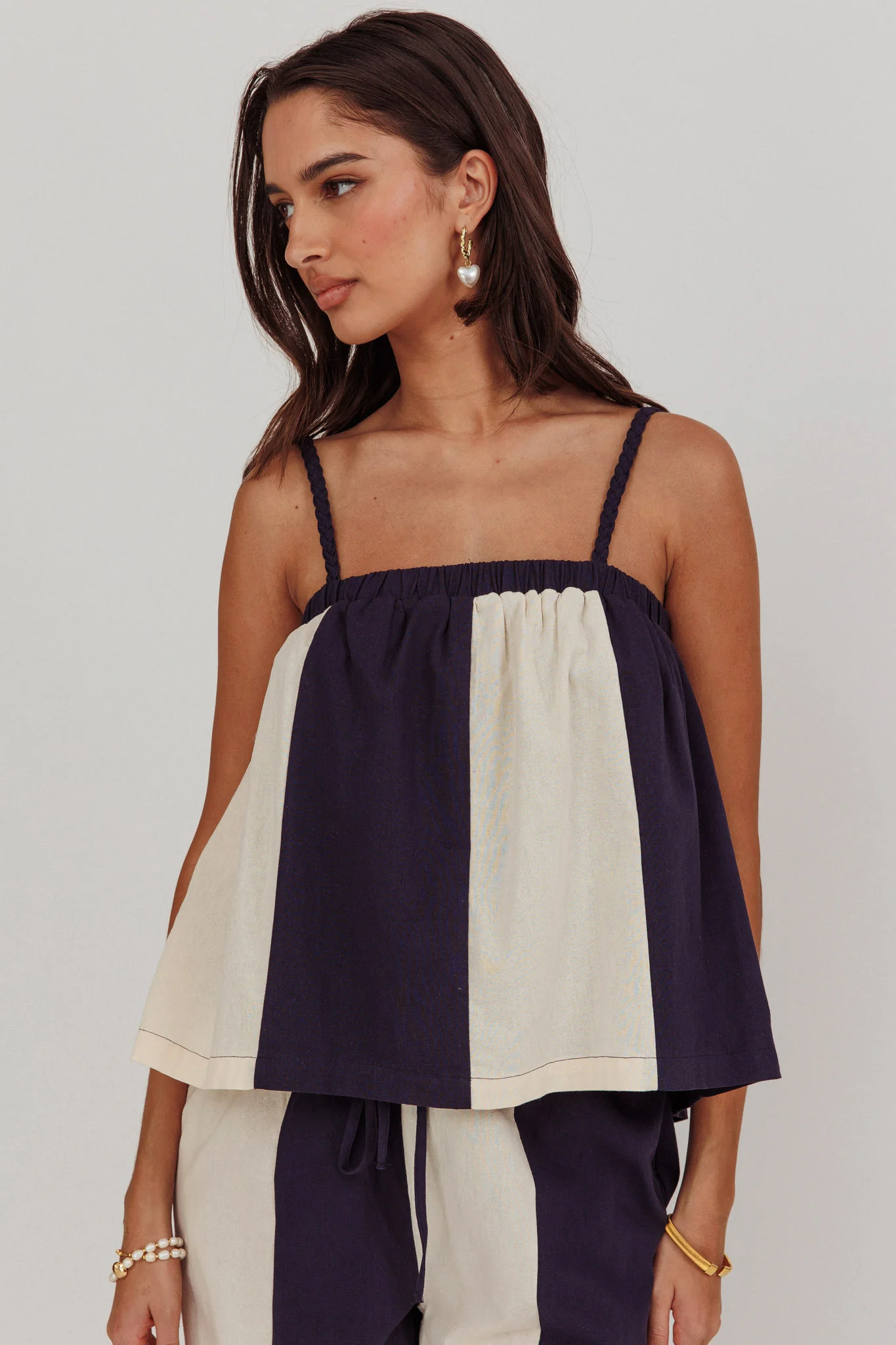 Dream Girl Braided Strap Contrast Top Midnight - Ruaus