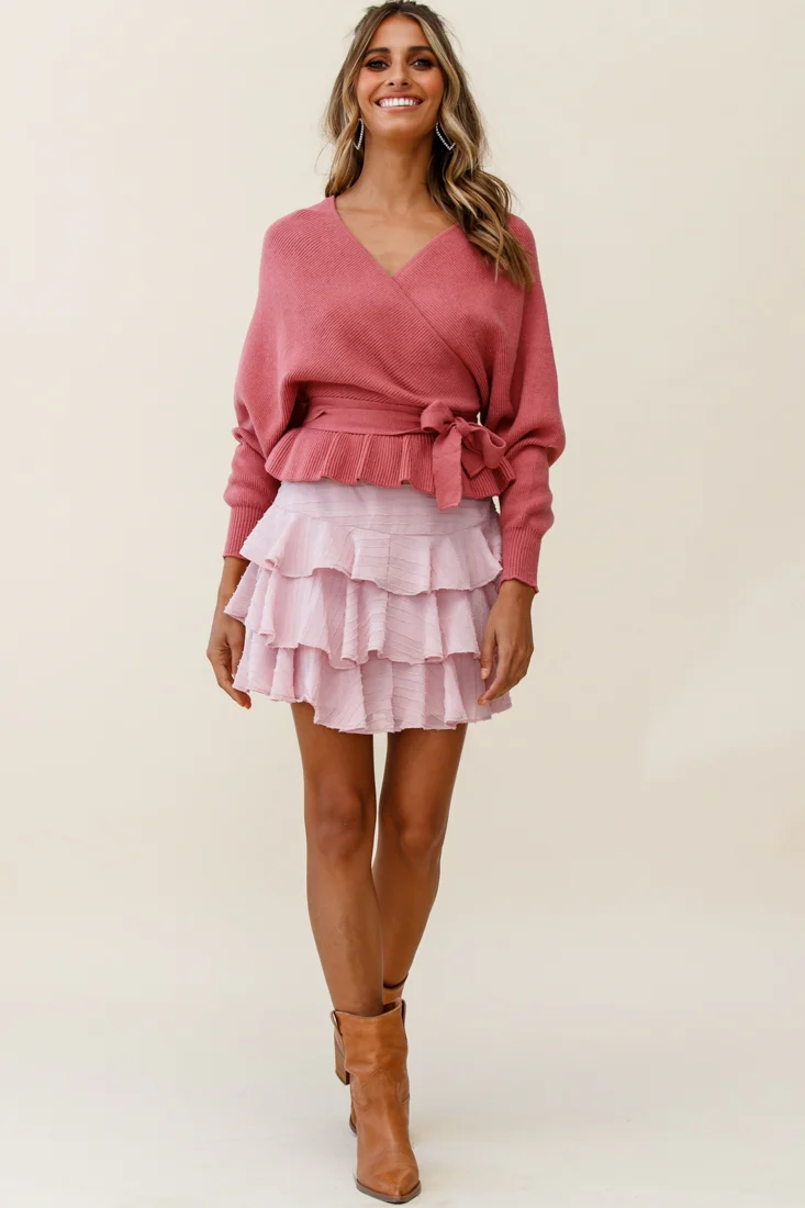 Amara Long Sleeve Knit Top Rose - Ruaus