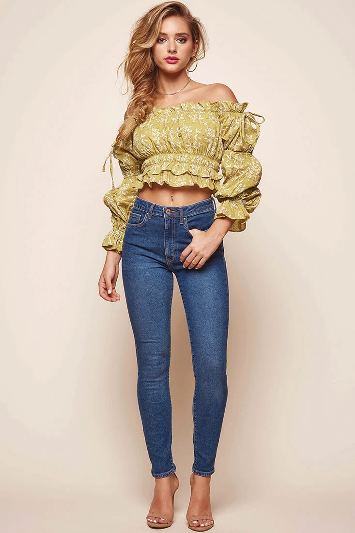 Taryn Bardot Top Lime - Ruaus