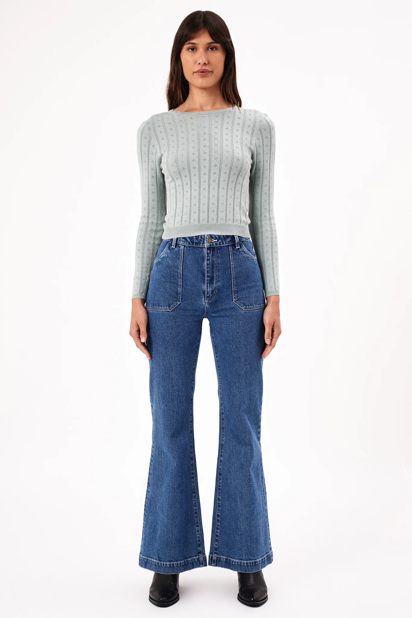 ROLLA'S Eastcoast Flare Long Jeans Dark Vintage Blue - Ruaus