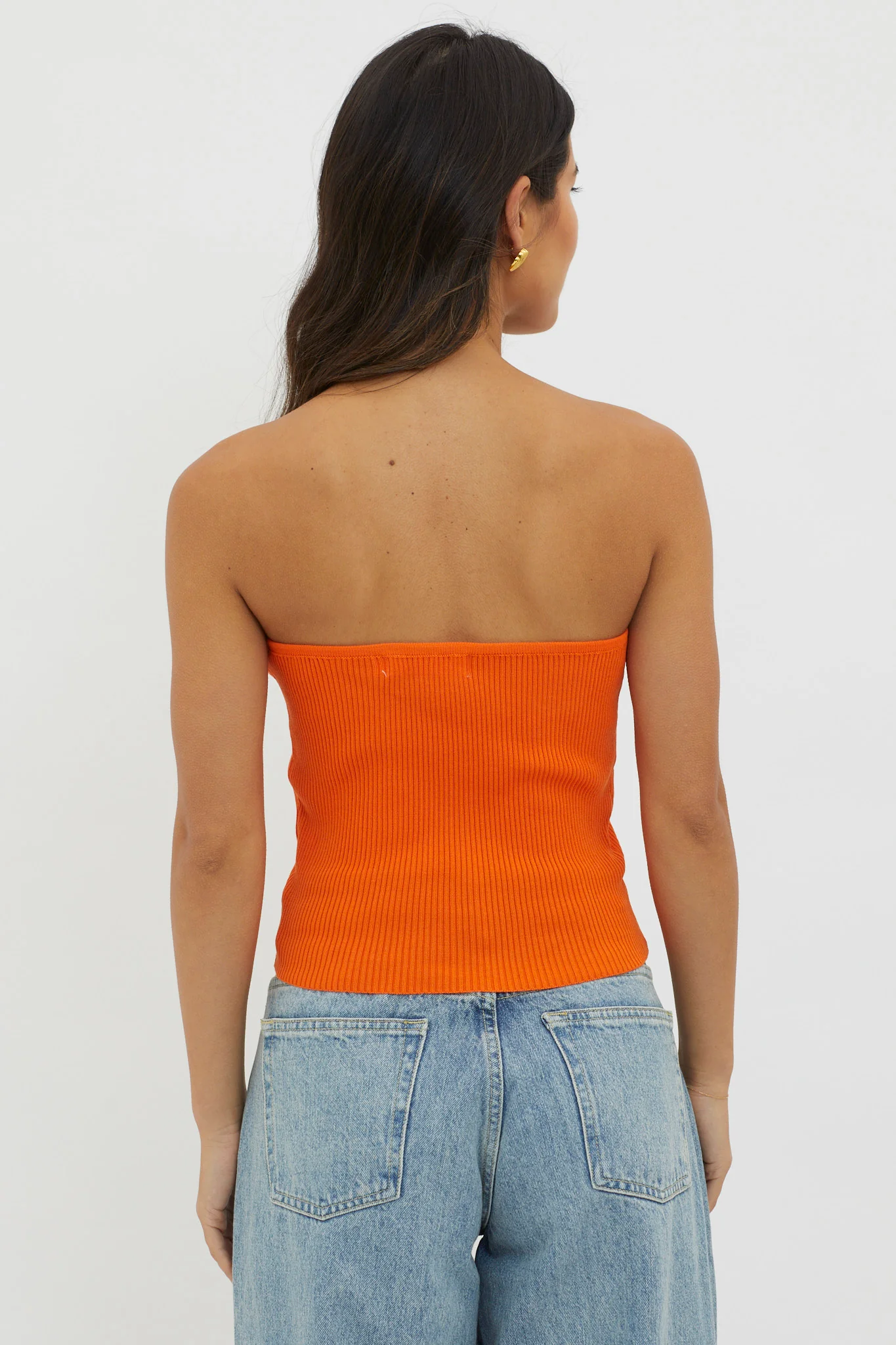 Flora Strapless Knit Top Orange - Ruaus