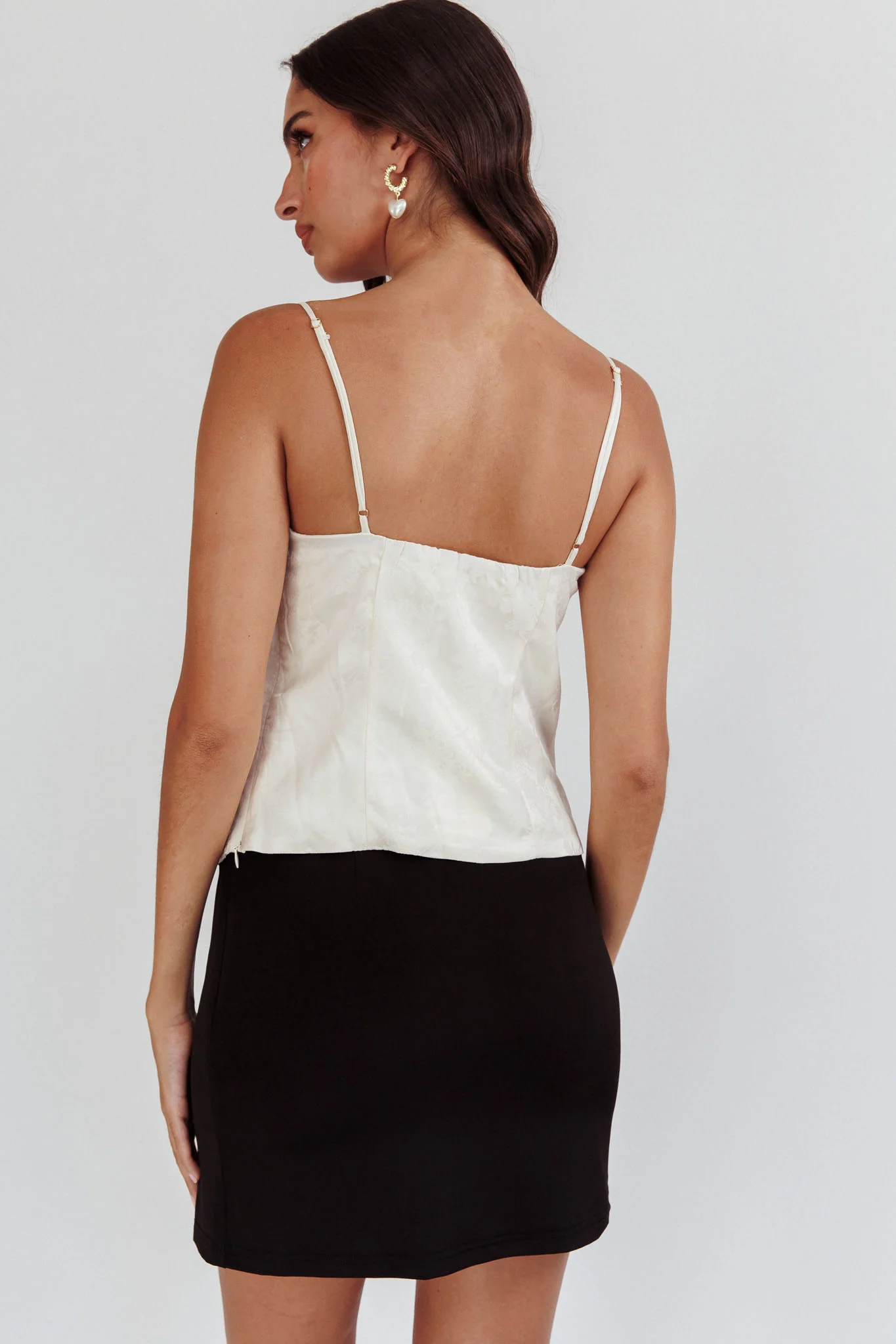 Justina Lace-Up Front Top Ivory - Ruaus