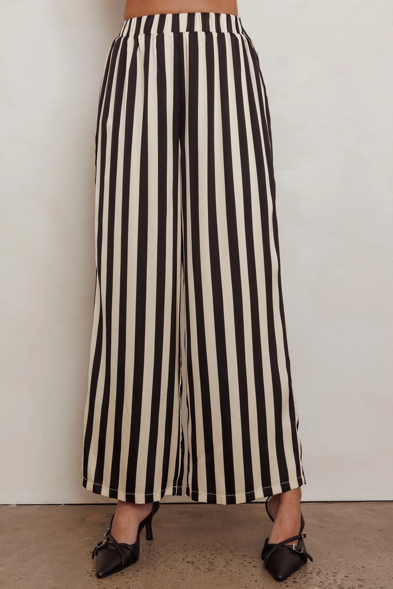 Love Galore Striped Wide Leg Pant Black/Beige - Ruaus