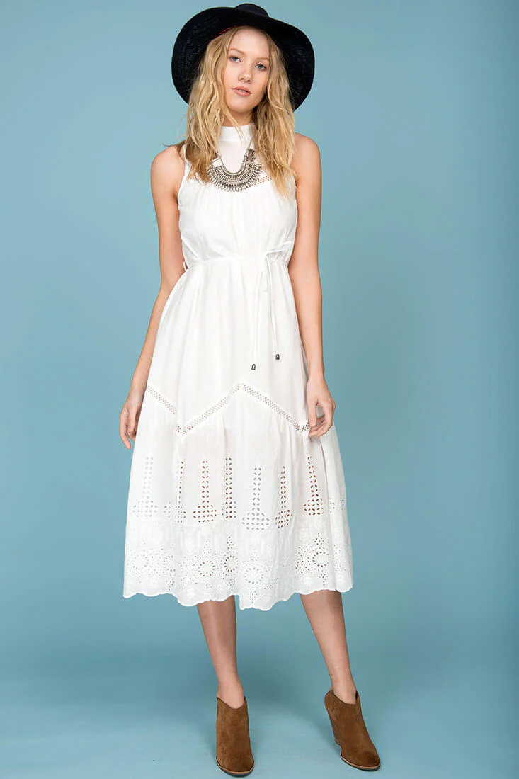 Bentley Chic Summer Midi Dress White - Ruaus