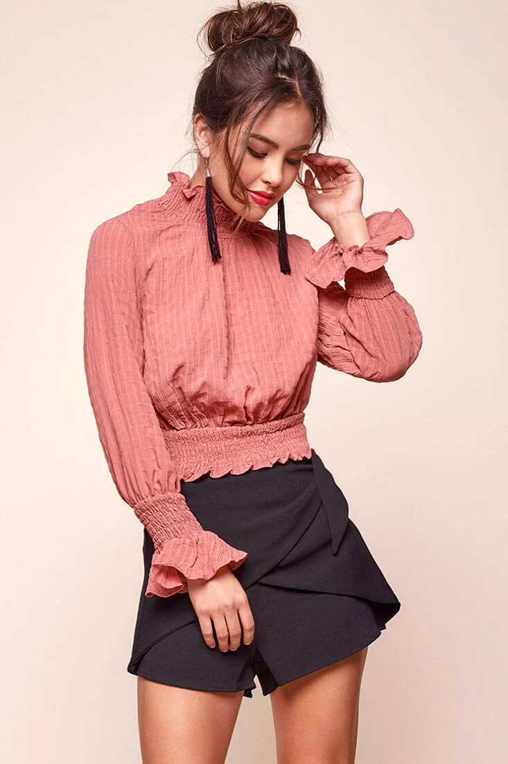 Nicole Cropped Puffy Top Rose - Ruaus