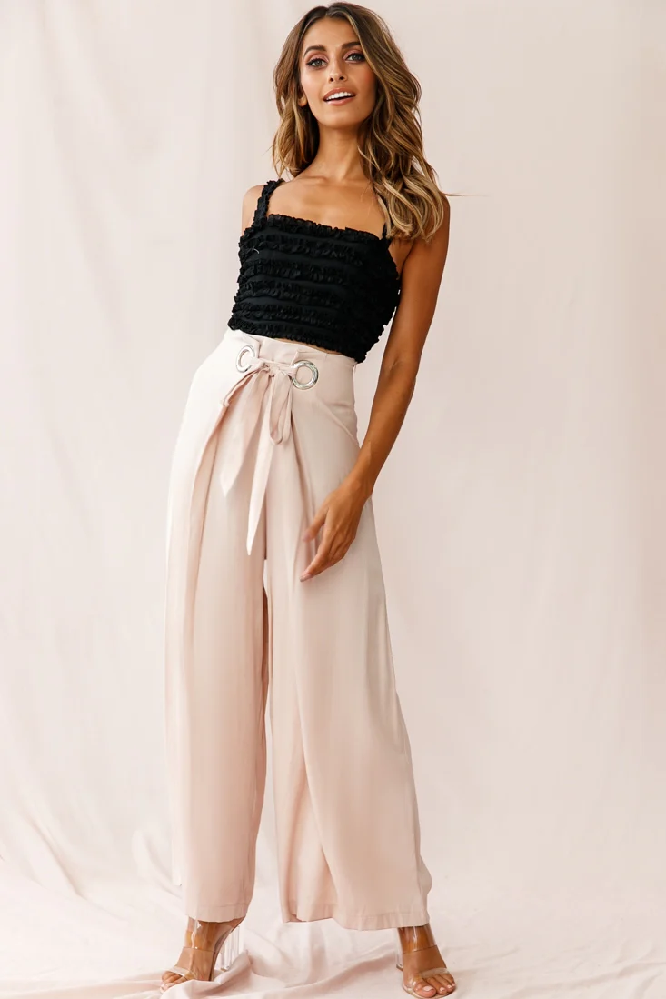 Lolita Frill Embellished Crop Top Black - Ruaus