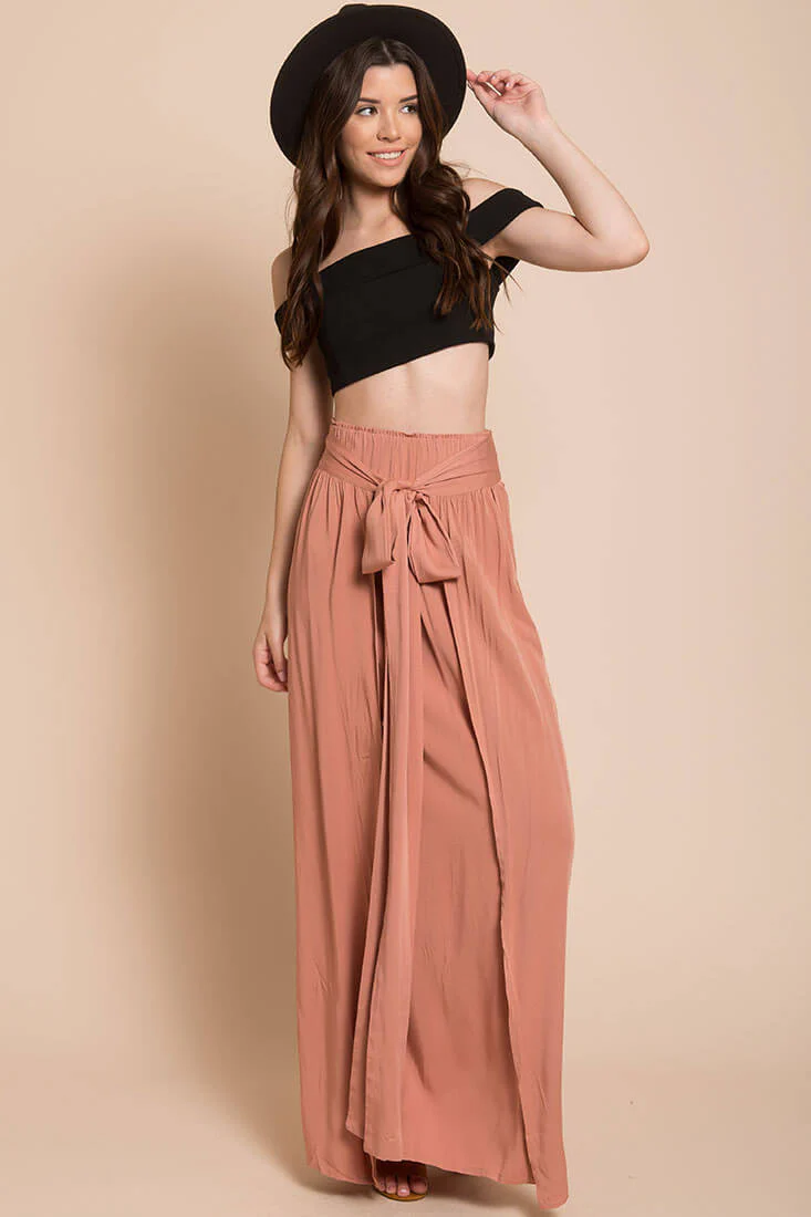 Evalyn High Slit Skirt Rose - Ruaus