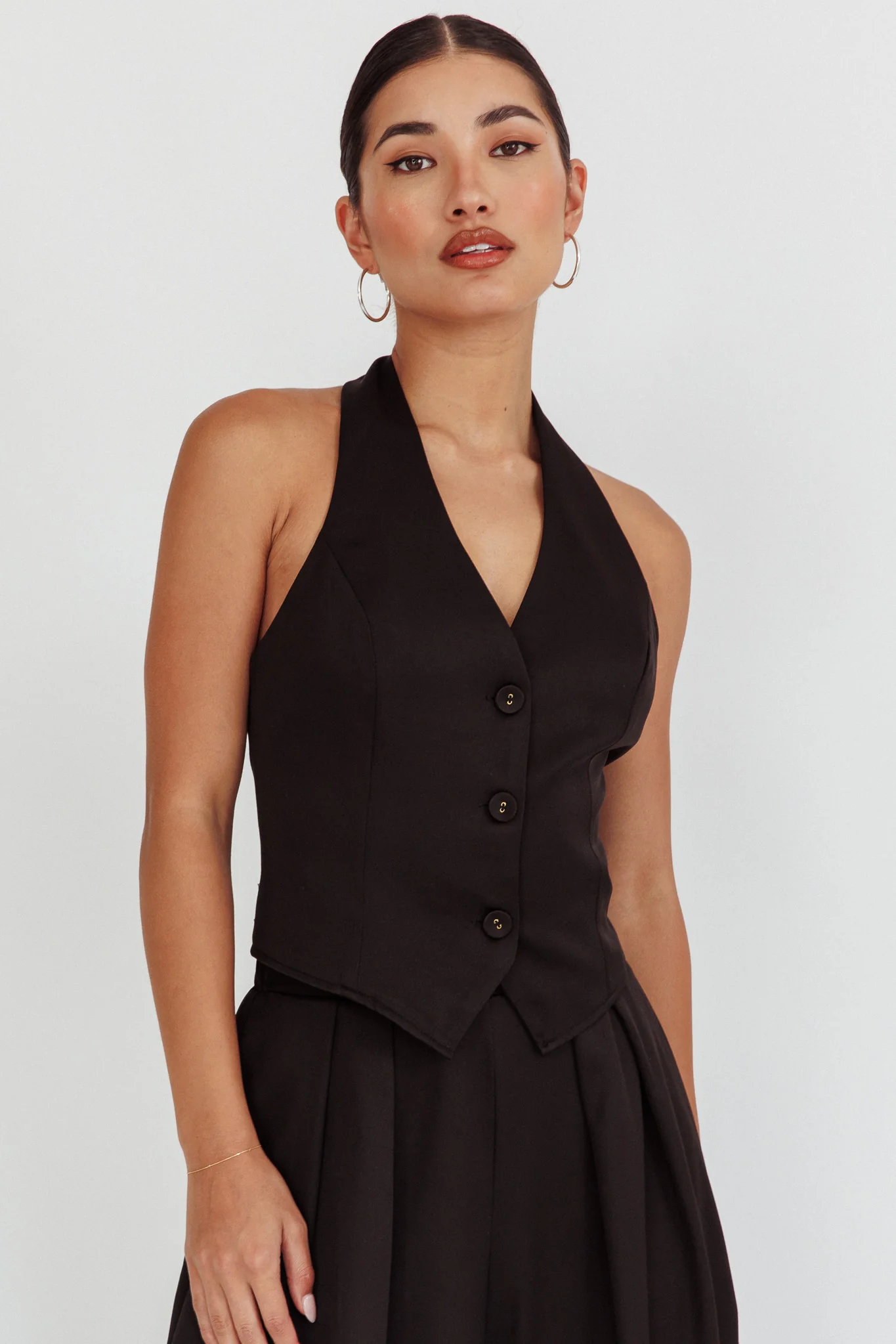 Tammi Halter Vest Top Black - Ruaus