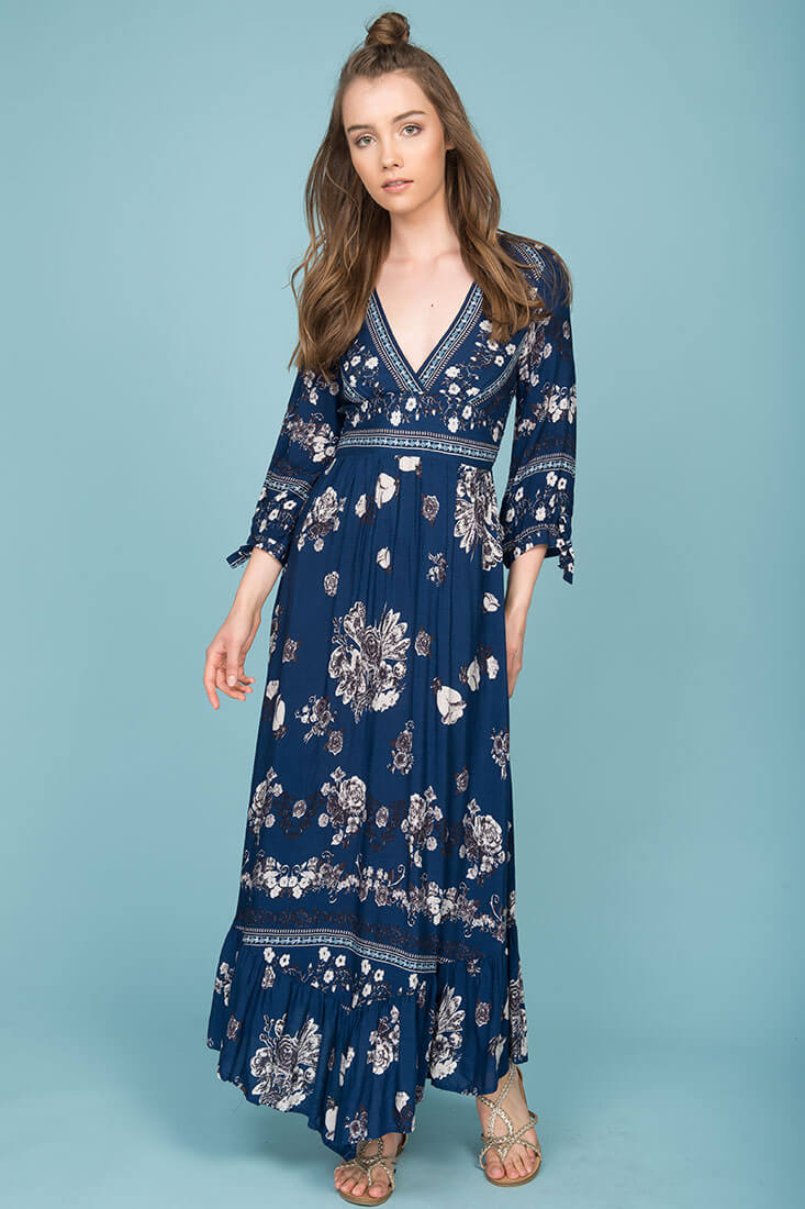 Zaika Maxi Dress Navy - Ruaus