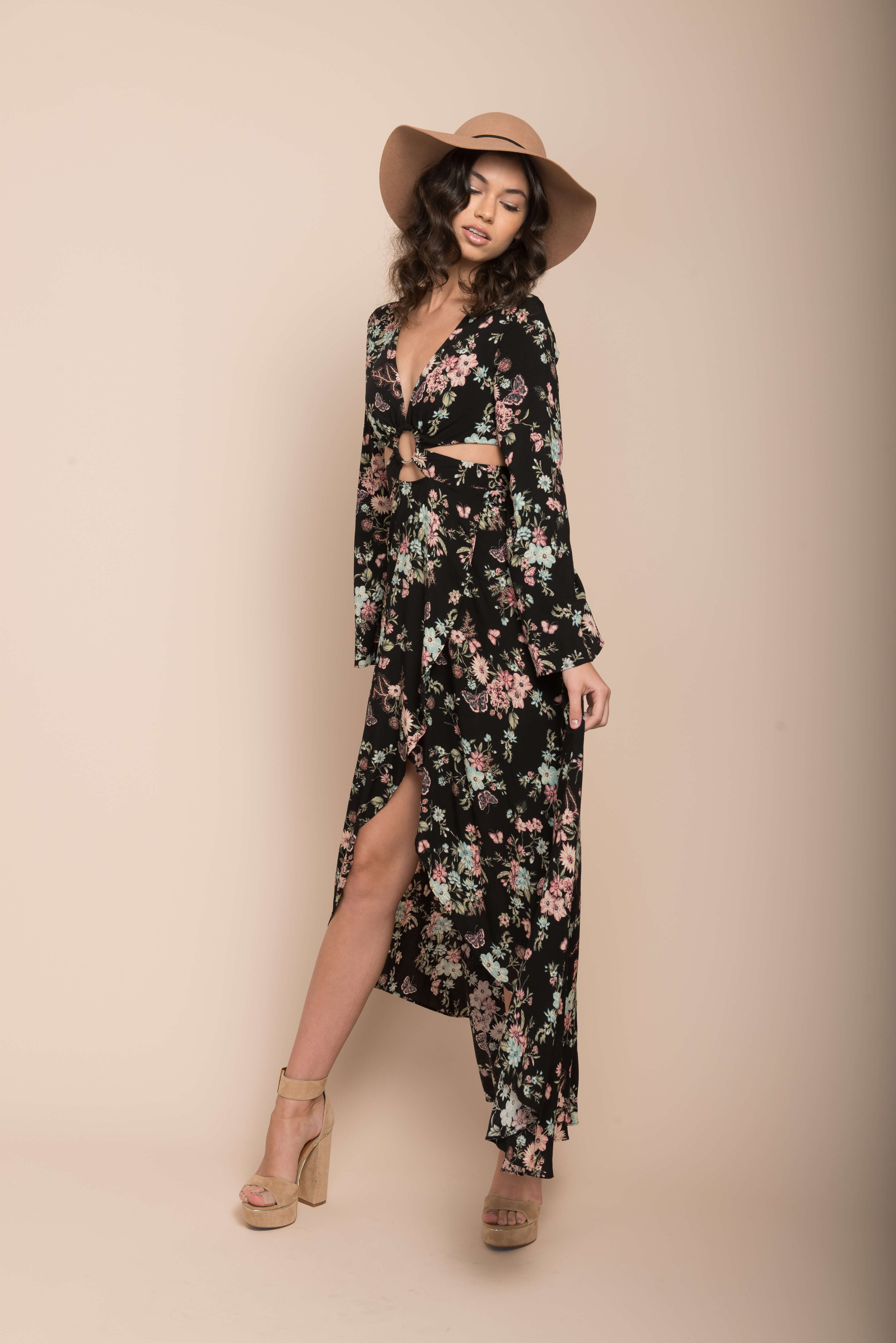 Havana High Slit Maxi Dress Black - Ruaus