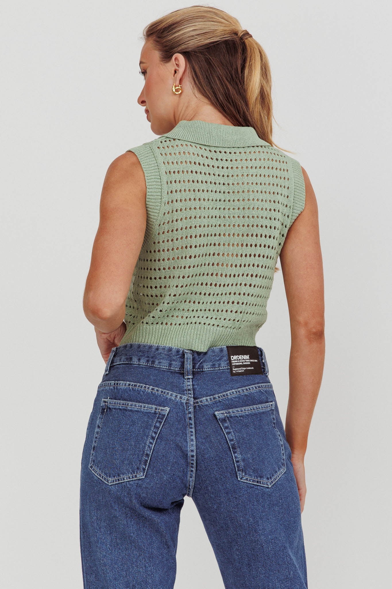 Daithi Collared Sleeveless Knit Top Mint - Ruaus
