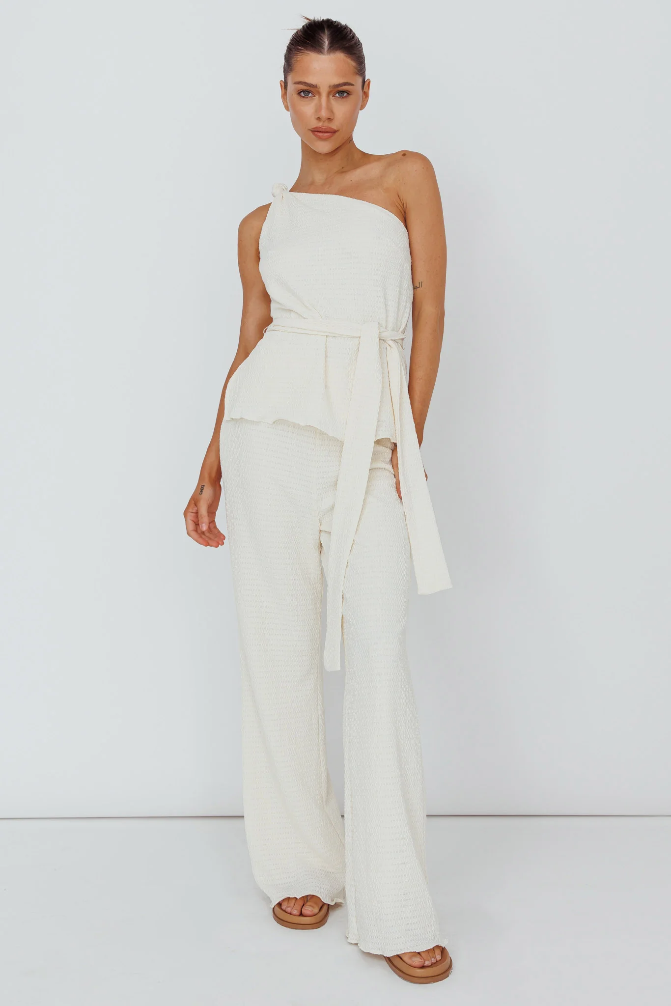 Austin City Textured Pants Cream - Ruaus