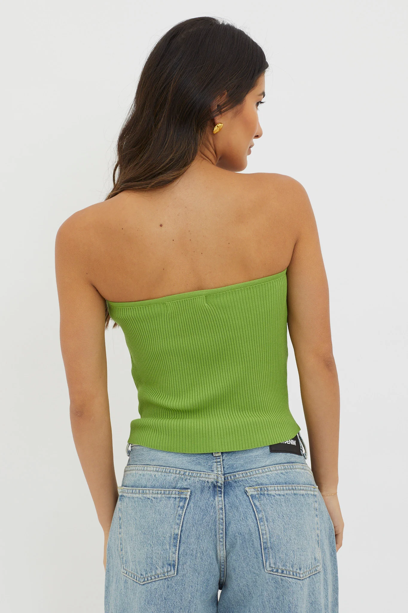 Flora Strapless Knit Top Green - Ruaus