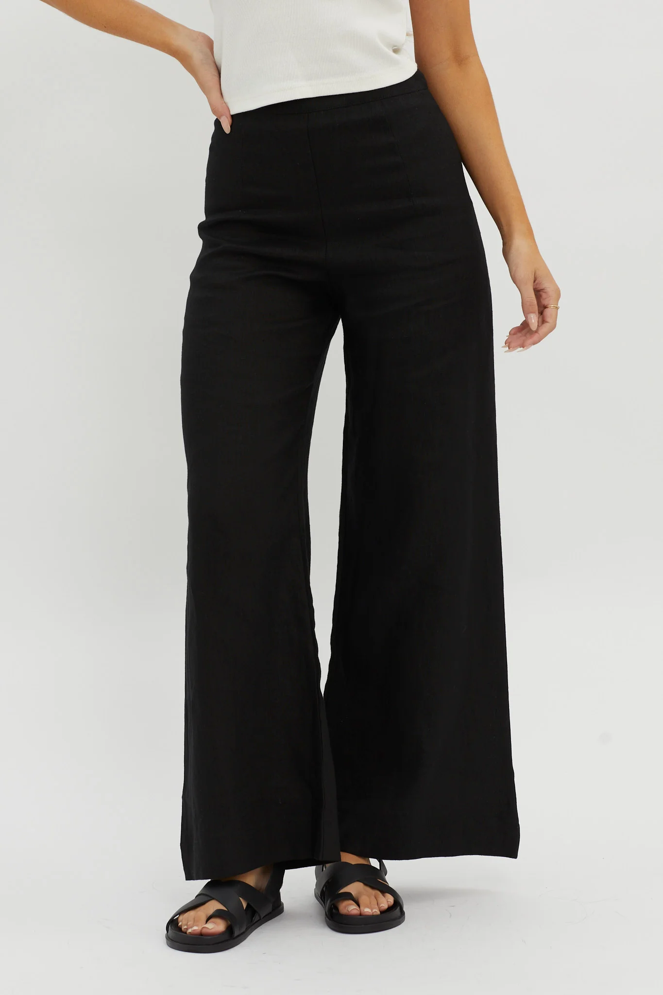 Wanda Wide Leg Pants Black - Ruaus