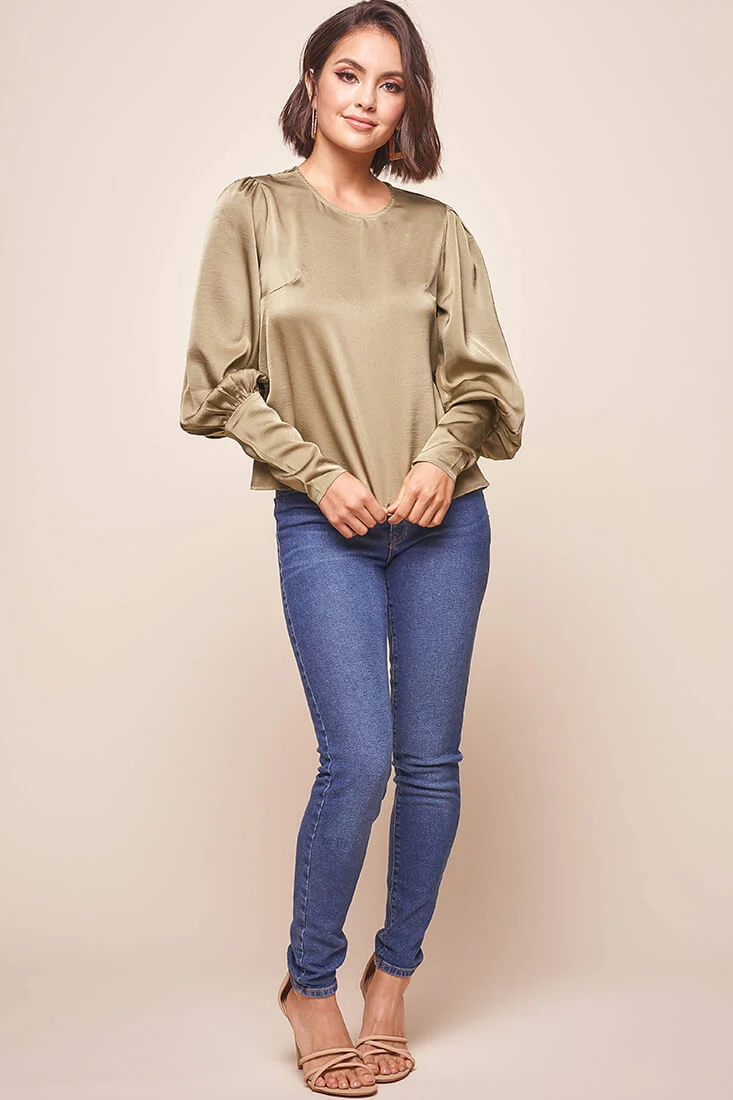 Westminster Leg-of-Mutton Sleeve Blouse Olive - Ruaus