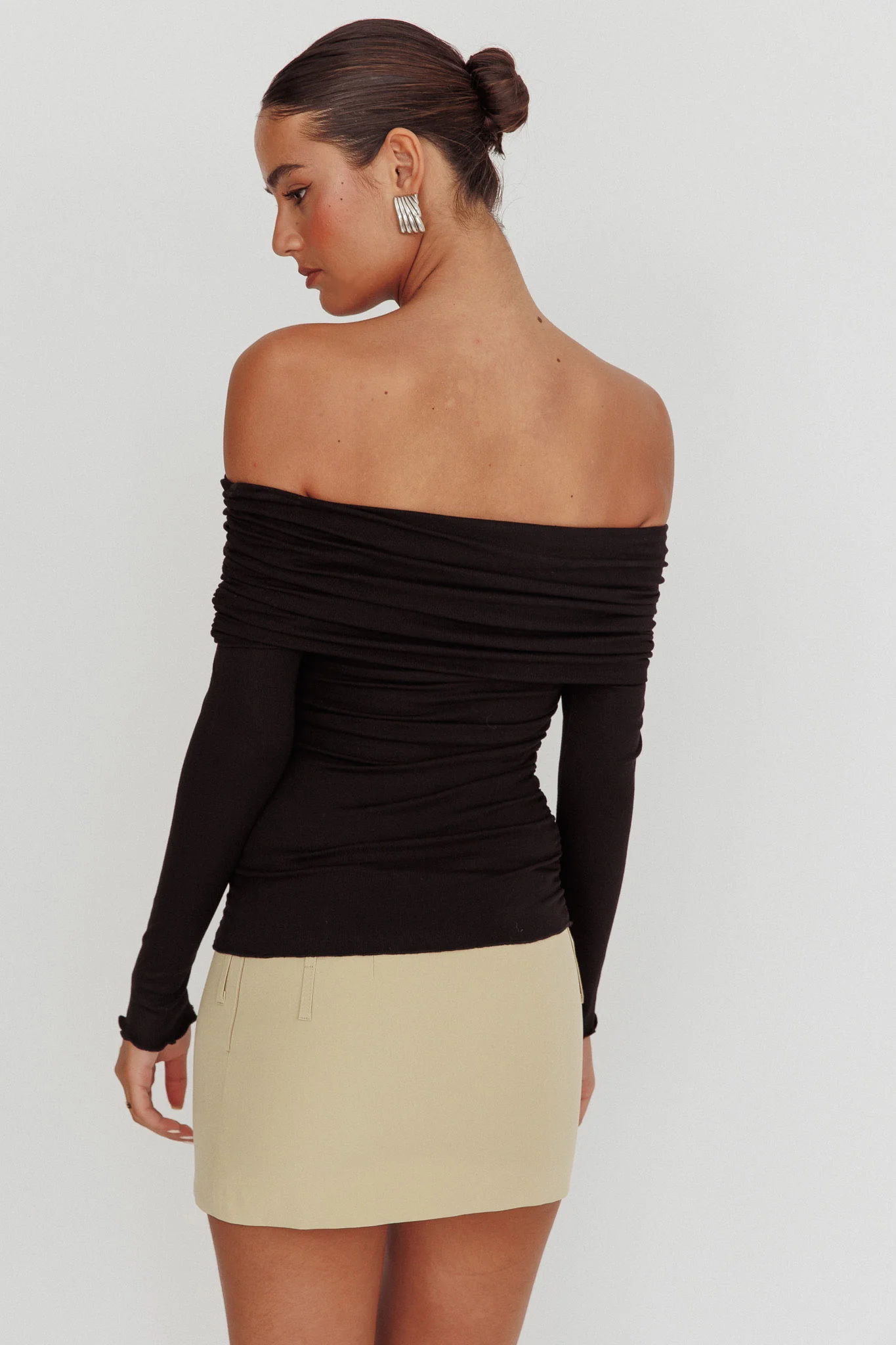 Ricki Off-Shoulder Long Sleeve Top Black - Ruaus