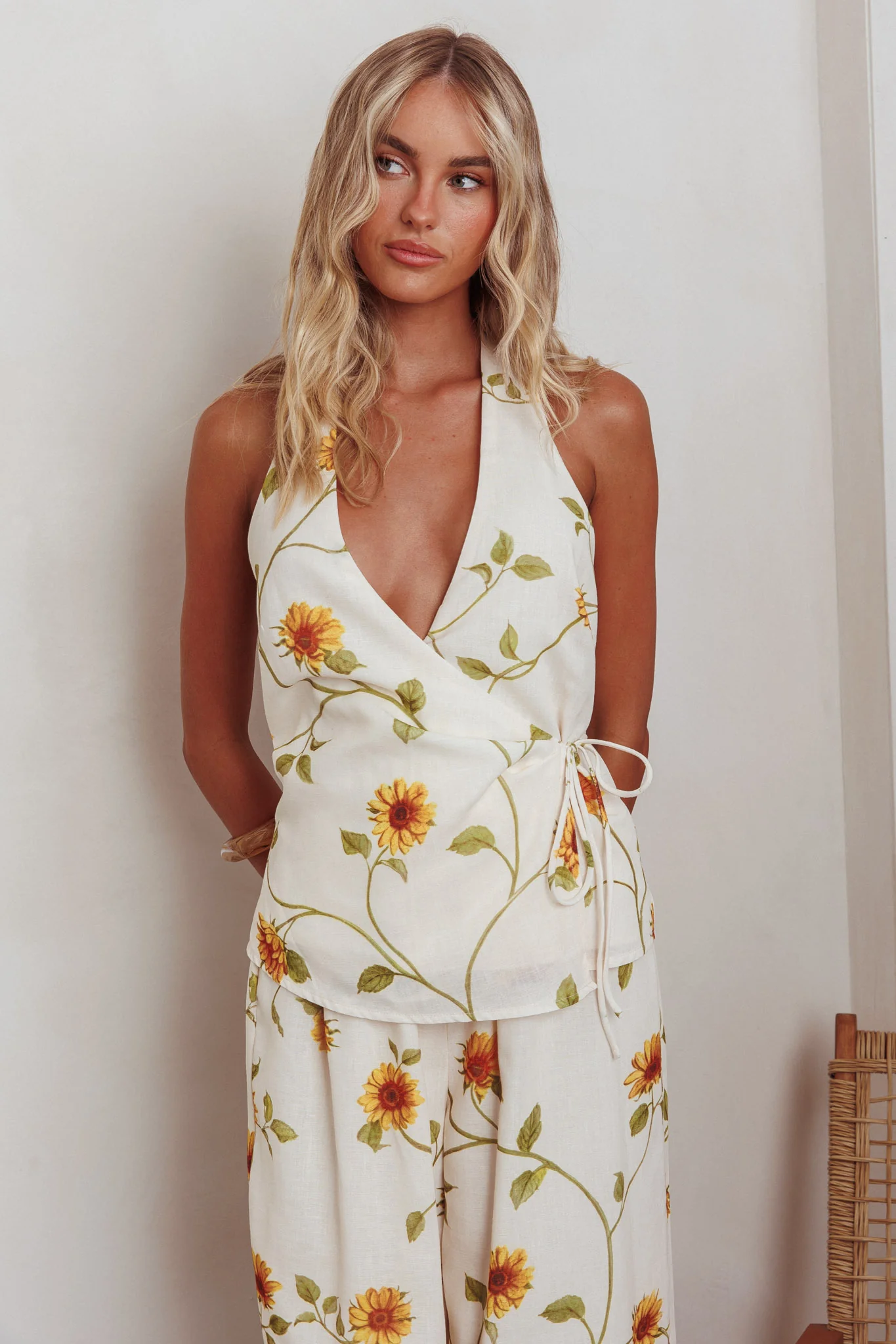 Sway Waist-Tie Halter Top Sunflower - Ruaus