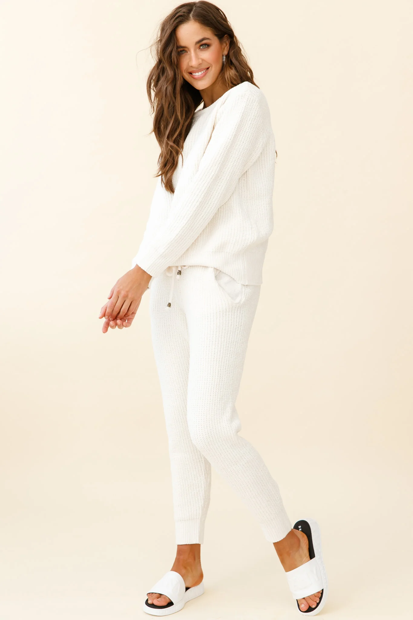 Sundown Front Pocket Jogger Pants Cream - Ruaus