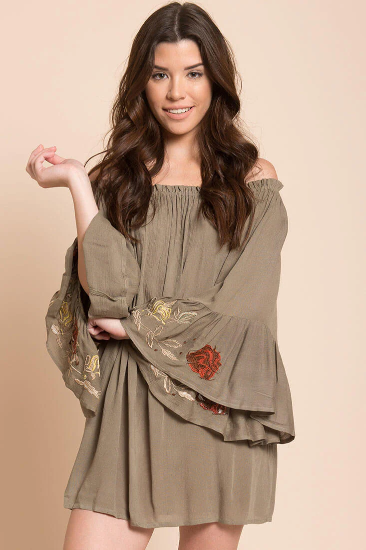 Aubree Loose Dress Olive - Ruaus